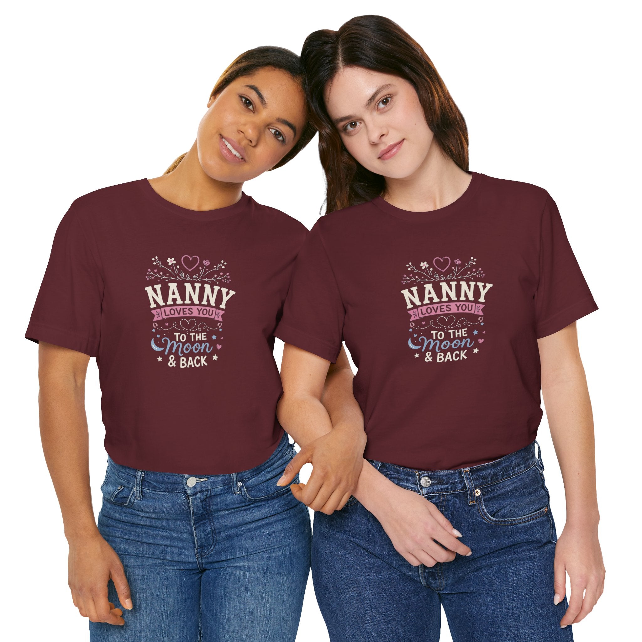 Nanny Loves You To The Moon And Back Shirt | Cute Nanny Gift T-Shirt | Baby Feet Family Love Tee | Grandma Style Graphic Tee