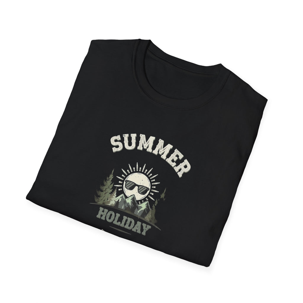 Summer Holiday Mode Activated T-Shirt | Retro Mountain Sun Graphic Tee | Camping Hiking Vacation Shirt for Men Women | Outdoor Adventure Top