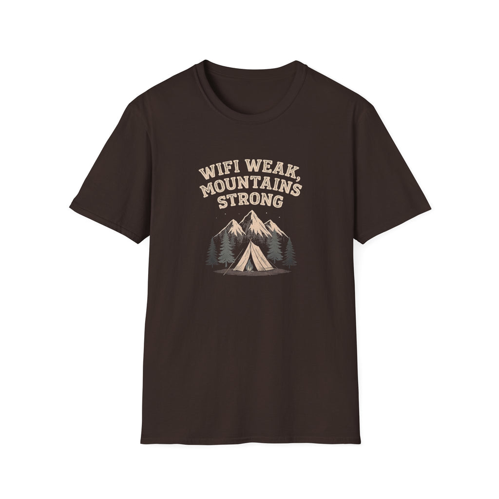 Wifi Weak Mountains Strong T-Shirt, Funny Camping Shirt, Outdoor Hiking Tee, Nature Lover Gift, Unisex Graphic Tee
