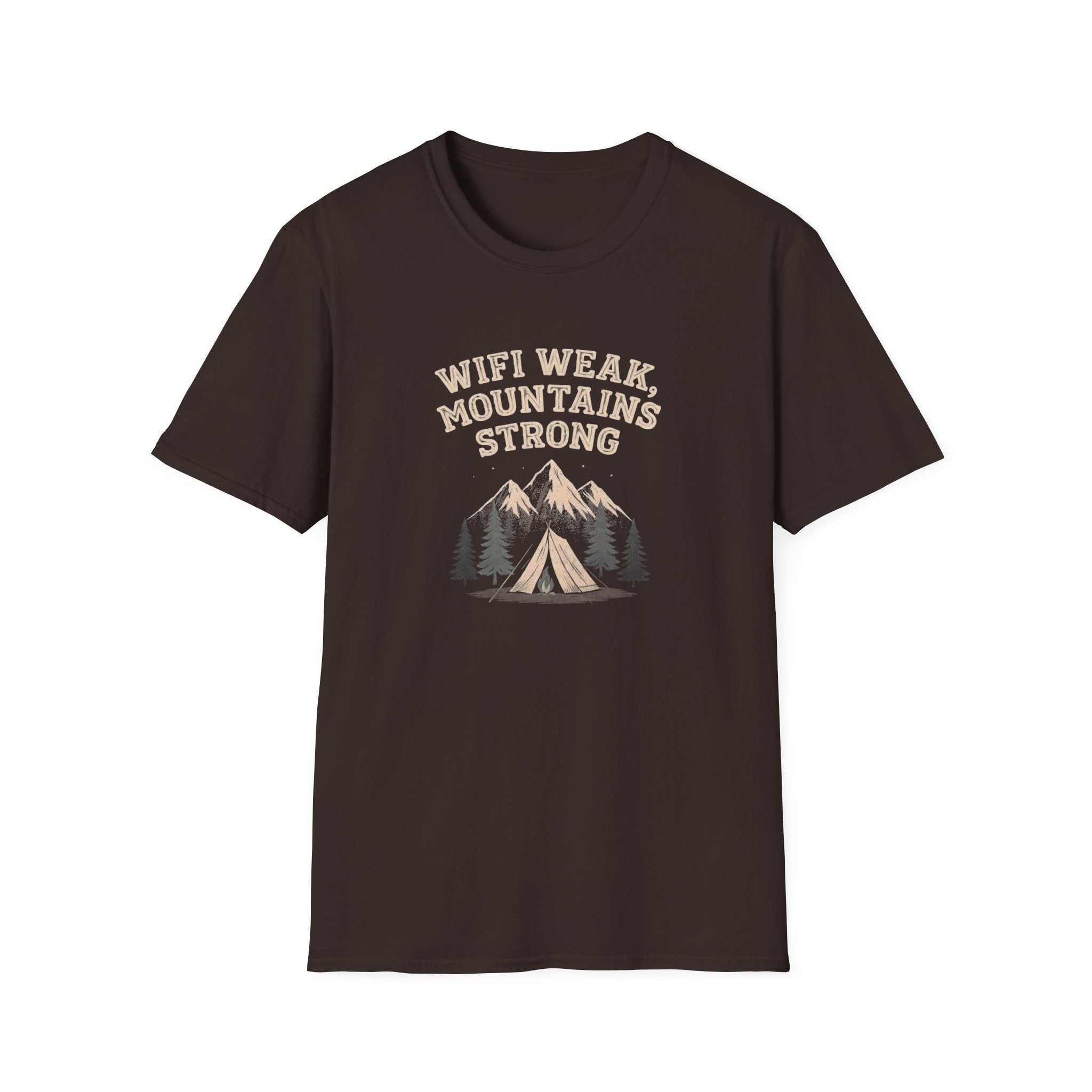 Wifi Weak Mountains Strong T-Shirt, Funny Camping Shirt, Outdoor Hiking Tee, Nature Lover Gift, Unisex Graphic Tee