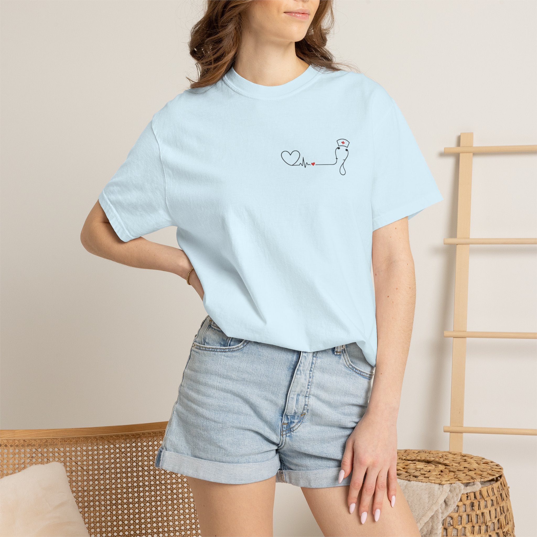 Minimalist Nurse Shirt | Heartbeat EKG Nurse Cap Tee | RN Gift | Nursing Student Gift | Healthcare Worker T-Shirt