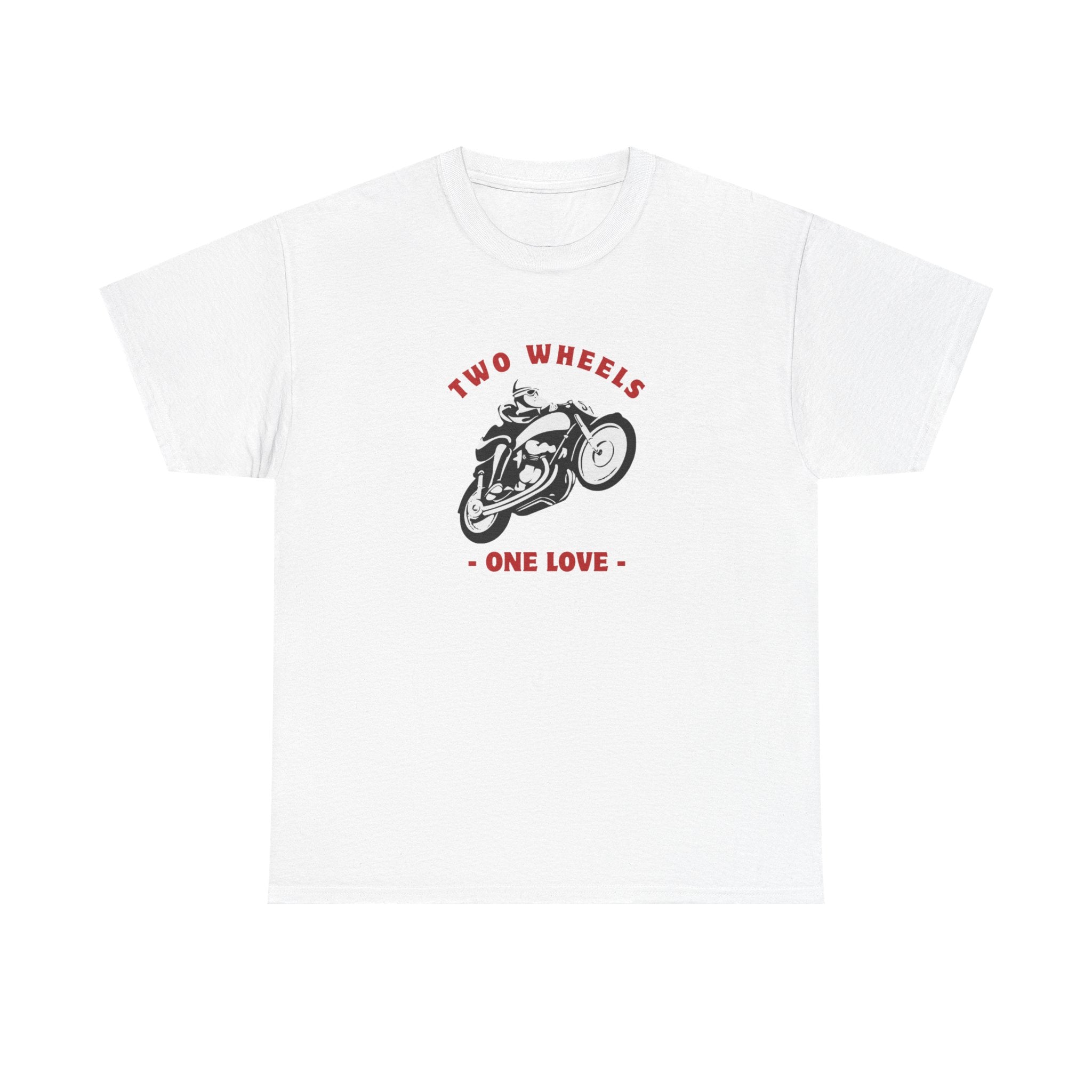 Two Wheels One Love T-Shirt, Motorcycle Graphic Tee, Biker Shirt, Vintage Rider Tee, Gift for Motorcycle Lovers, Unisex Cotton Tee