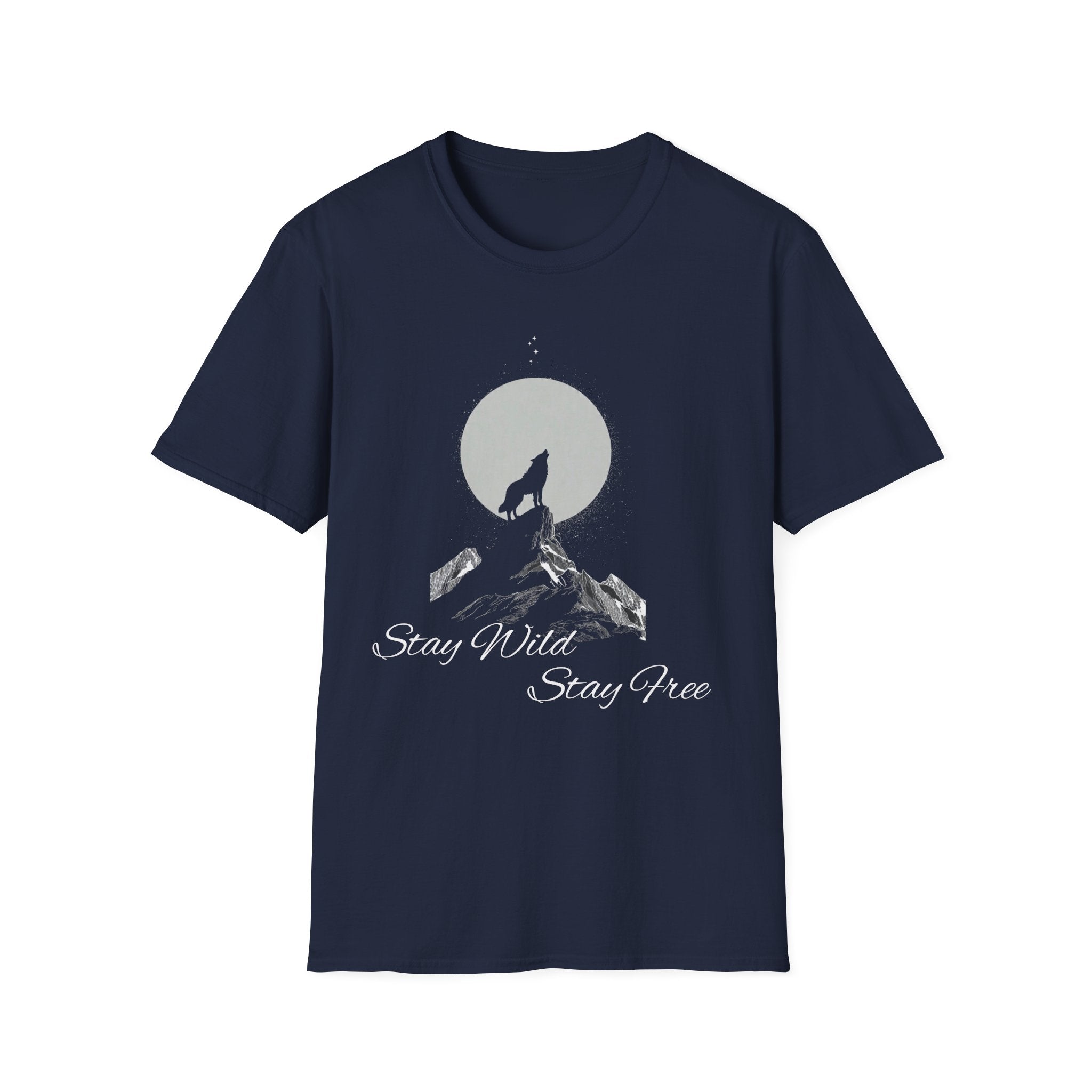 Howling Wolf Moon T-Shirt, Stay Wild Stay Free Shirt, Aesthetic Nature Tee, Wilderness Graphic Tee, Gift for Outdoor Lovers