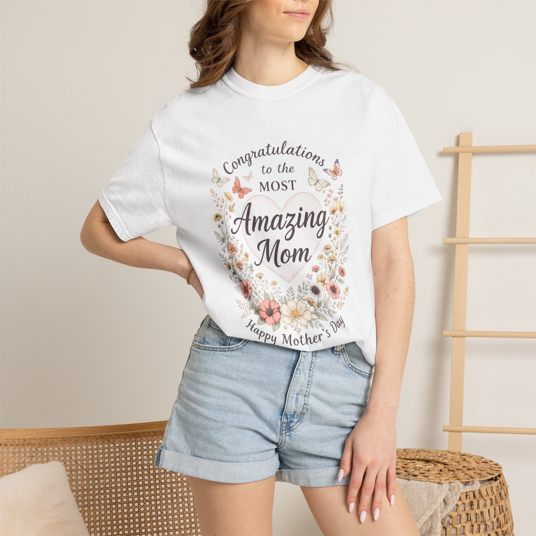 Amazing Mom Mother's Day Shirt, Floral Butterfly Mom Tee, Gift for Mom, Happy Mother's Day T-Shirt, Cute Mama Graphic Tee, Mom Gift Idea