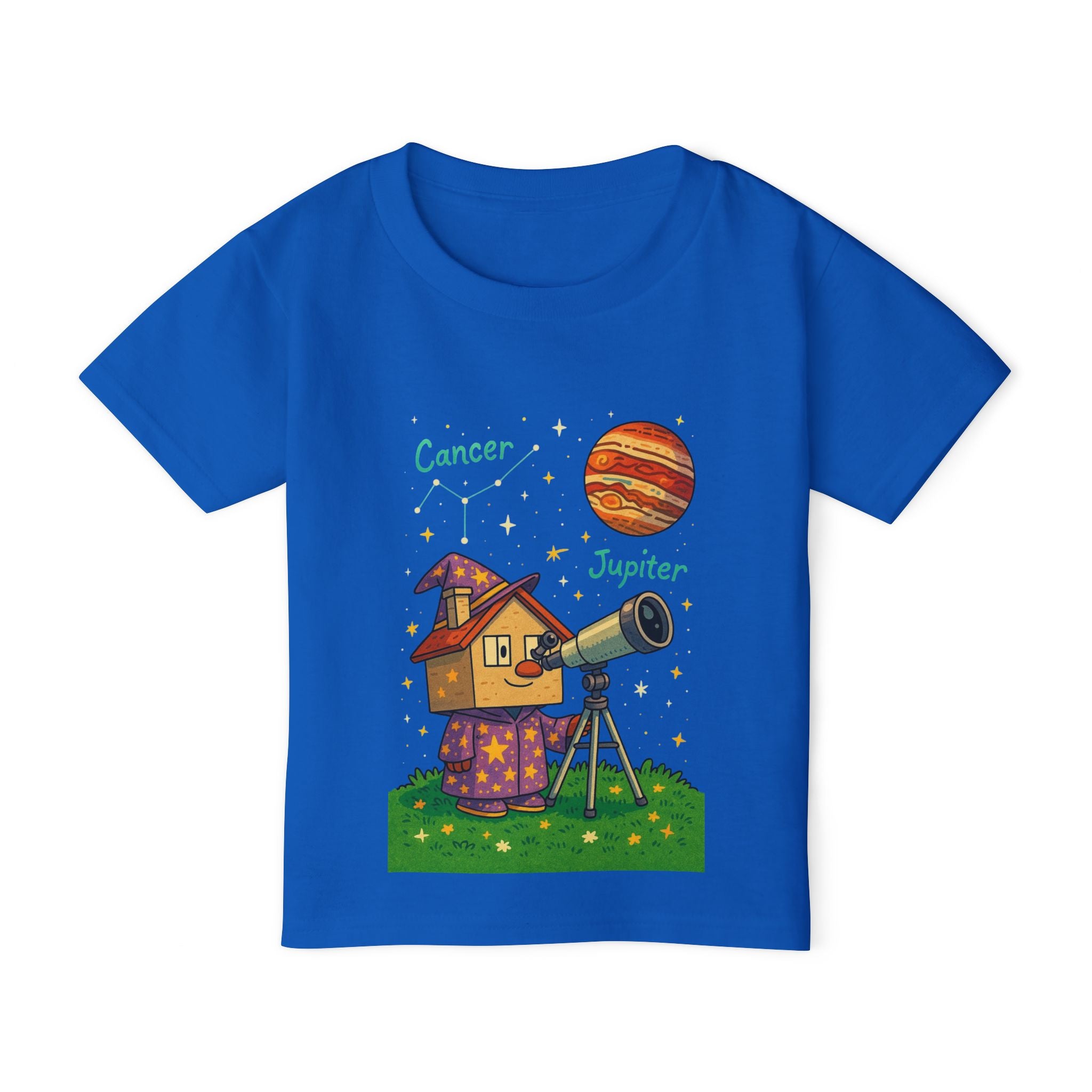Cancer Zodiac Toddler T-Shirt | Jupiter Planet Astronomy Tee for Kids | Cute Wizard House Telescope Shirt | Space Gift for Boys Girls