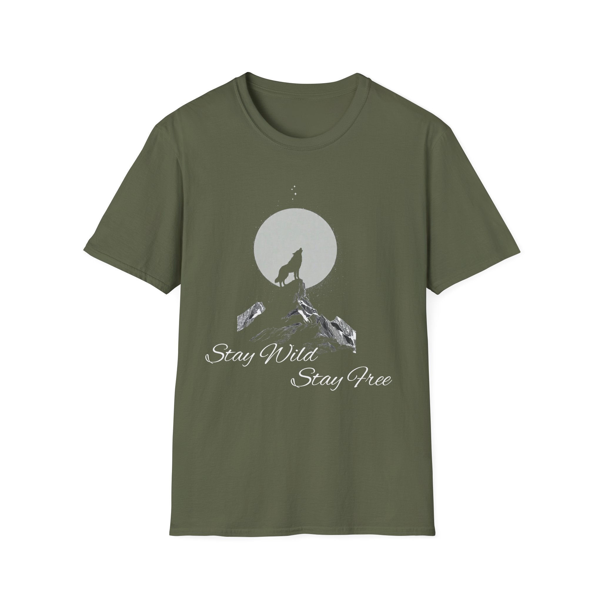 Howling Wolf Moon T-Shirt, Stay Wild Stay Free Shirt, Aesthetic Nature Tee, Wilderness Graphic Tee, Gift for Outdoor Lovers