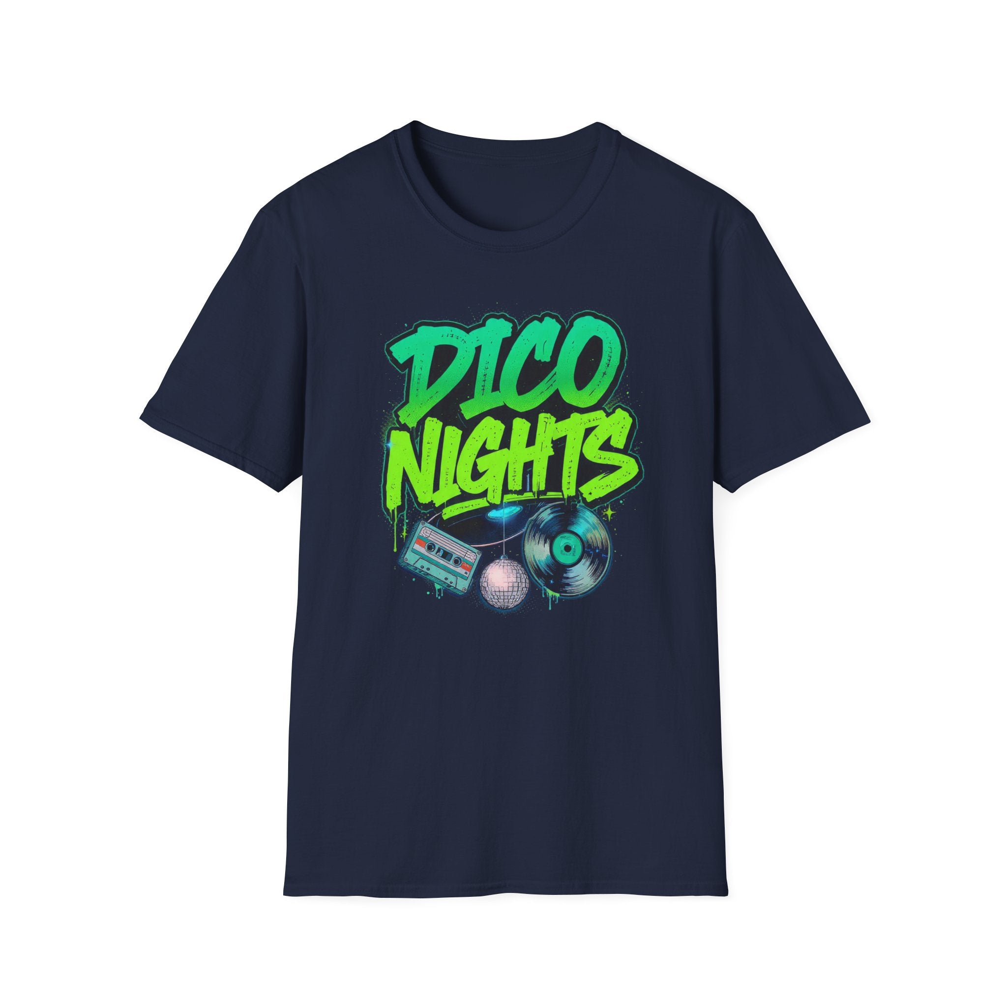 Disco Nights Retro Graphic T-Shirt, 80s Disco Party Shirt, Vintage Vinyl Record Tee, Neon Dance Club Shirt, Unisex Music Lover Gift Tee