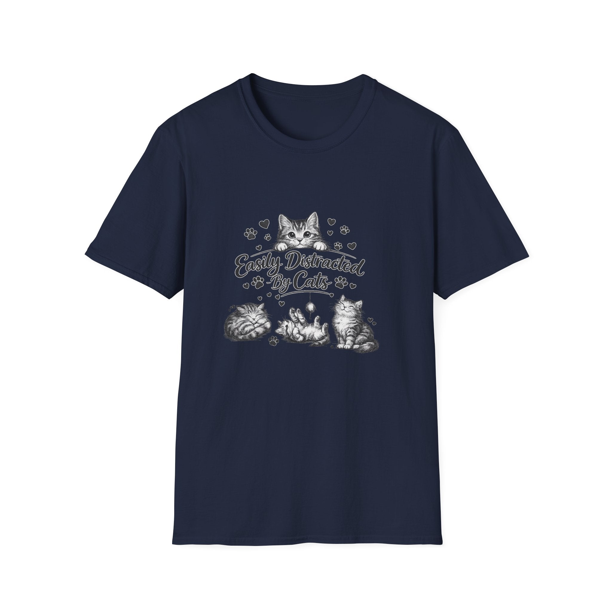 Easily Distracted By Cats SVG PNG, Cute Cat Lover Shirt Design, Funny Kitten Digital Download, Cat Mom Sublimation, Hand Drawn Kitty Clipart