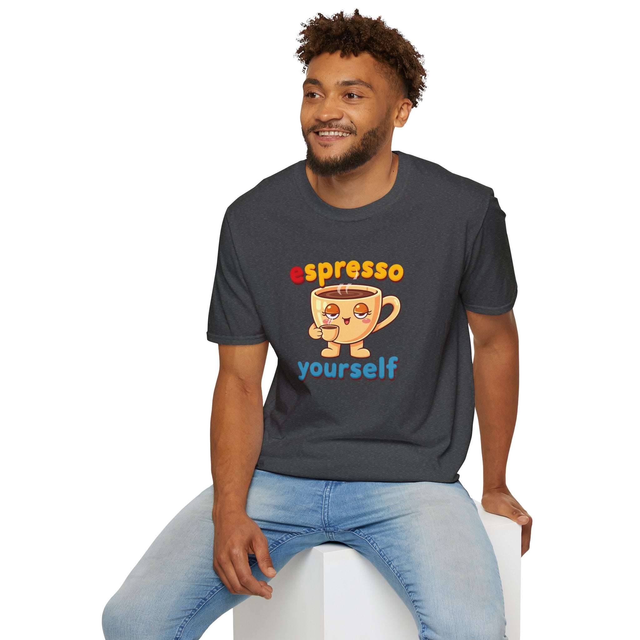 Espresso Yourself Funny Coffee T-Shirt, Cute Coffee Cup Graphic Tee, Barista Gift Shirt, Coffee Lover Pun Tee, Caffeine Lover Unisex Top