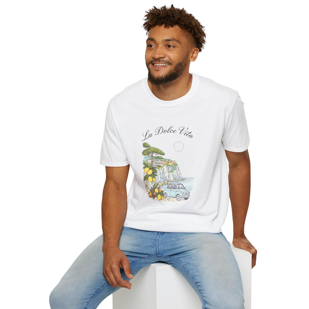 La Dolce Vita T-Shirt | Italian Summer Fiat 500 Lemon Coast Tee | Amalfi Positano Village Shirt | Mediterranean Travel Gift