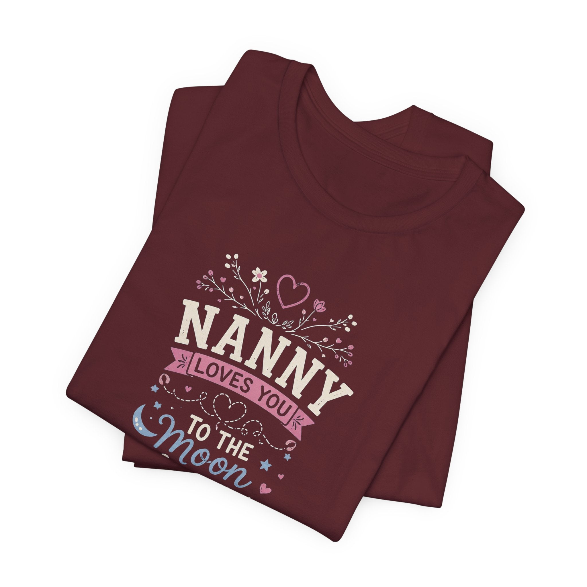 Nanny Loves You To The Moon And Back Shirt | Cute Nanny Gift T-Shirt | Baby Feet Family Love Tee | Grandma Style Graphic Tee