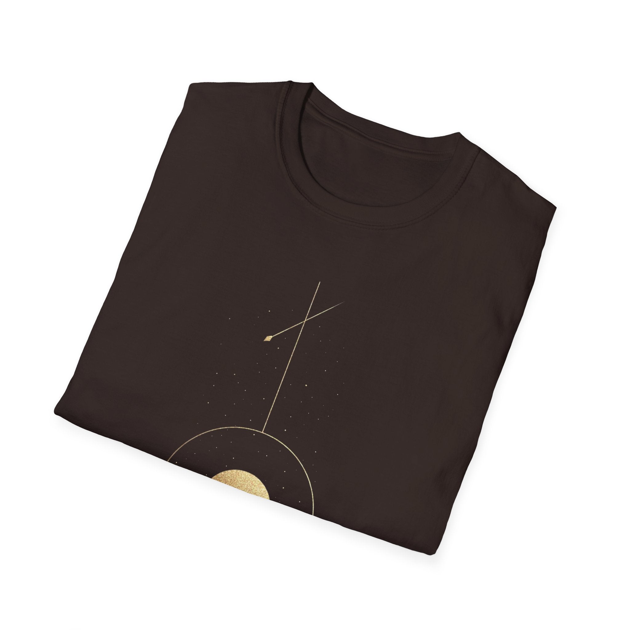 "Peak Dreams Mountain T-Shirt | Celestial Gothic Tee | Astronomy Night Sky Shirt | Adventure Hiking Gift | Boho Mystical Apparel | Vintage Gold Mountain Graphic