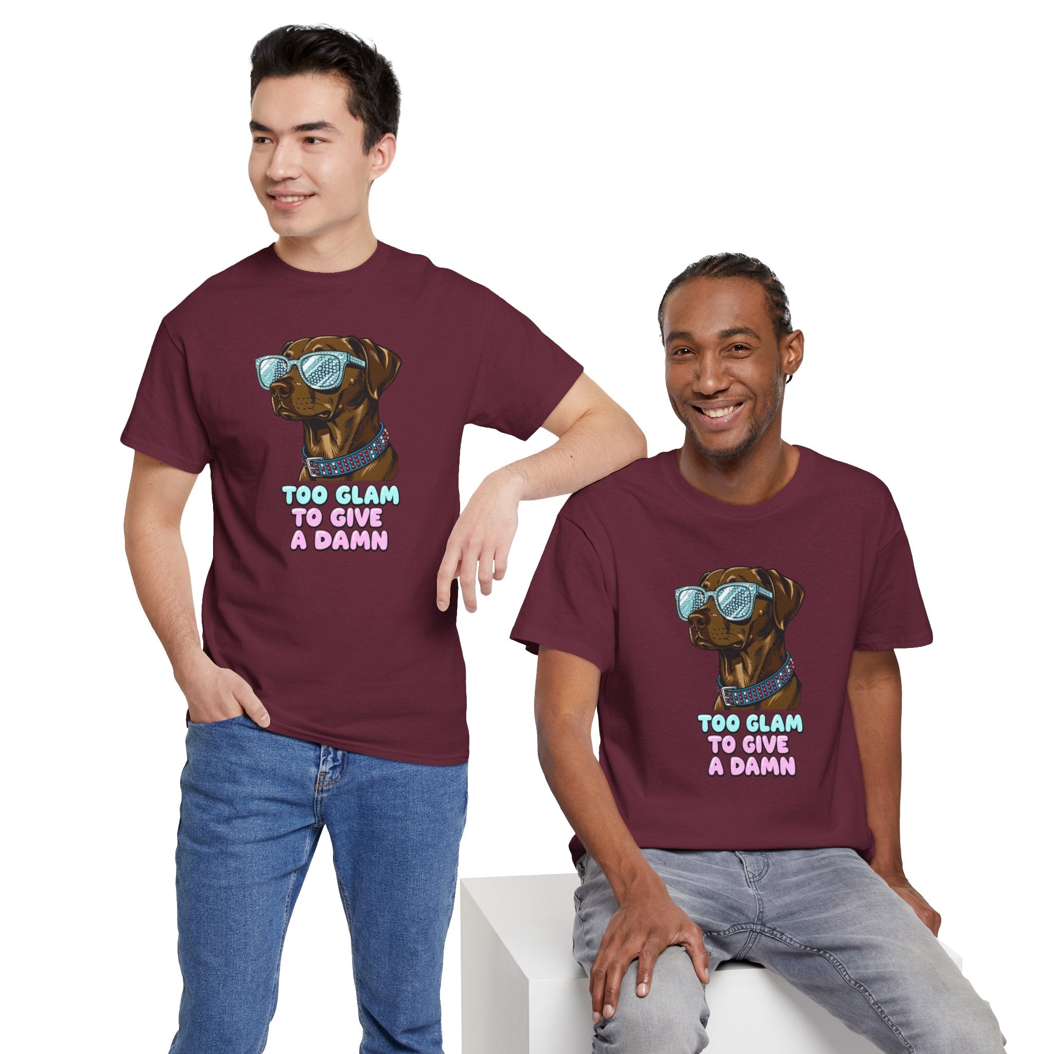Too Glam to Give a Damn Funny Stylish Dog T-Shirt, Glam Dog Lover Graphic Tee, Cute Sassy Puppy Shirt, Trendy Pet Lover Gift, Unisex Casual