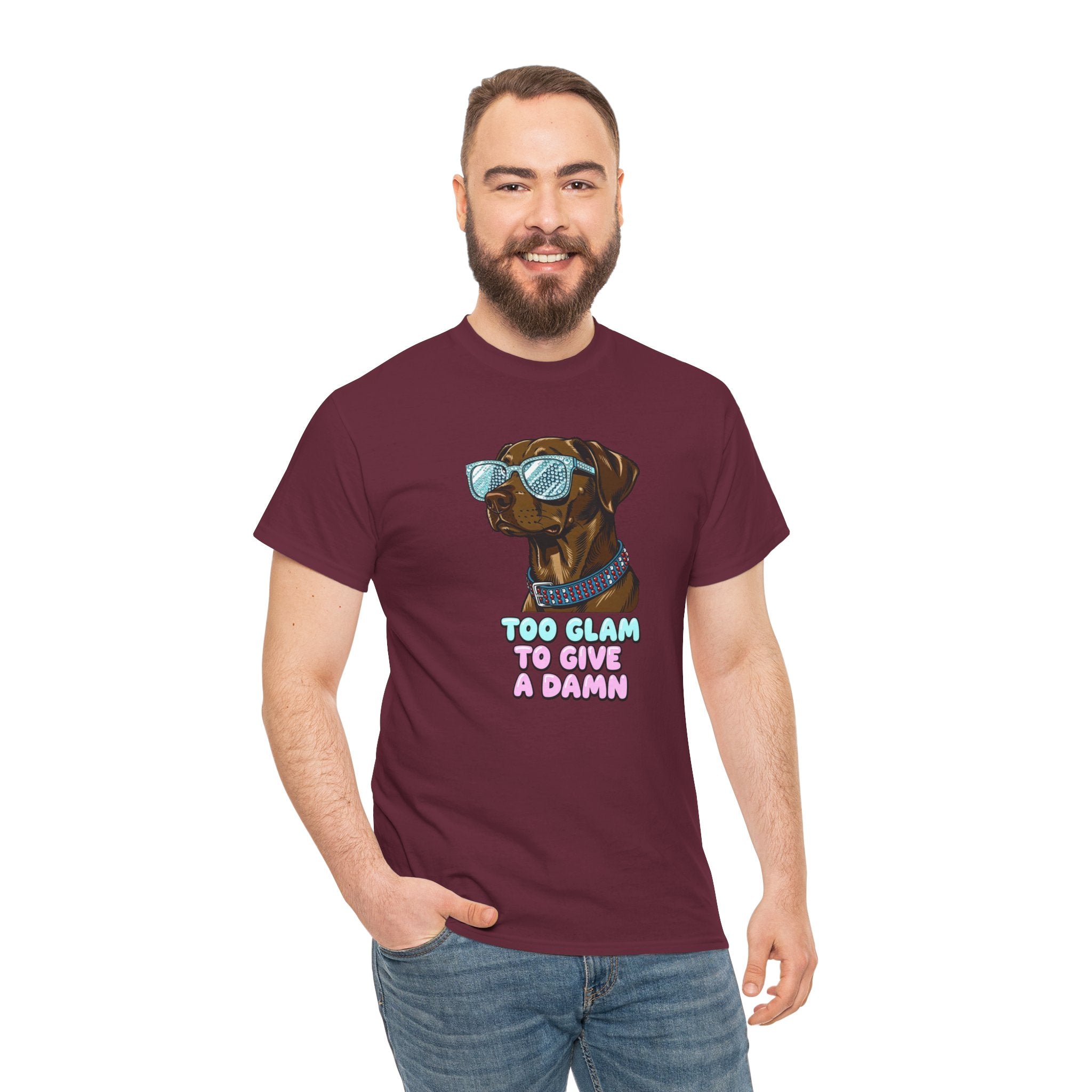 Too Glam to Give a Damn Funny Stylish Dog T-Shirt, Glam Dog Lover Graphic Tee, Cute Sassy Puppy Shirt, Trendy Pet Lover Gift, Unisex Casual