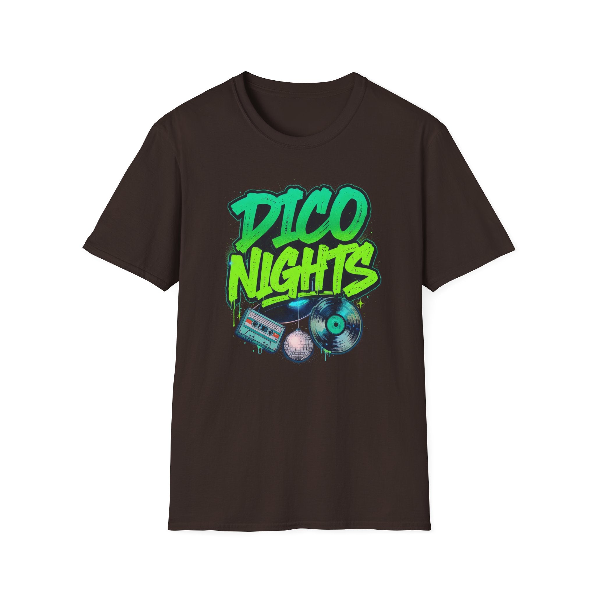 Disco Nights Retro Graphic T-Shirt, 80s Disco Party Shirt, Vintage Vinyl Record Tee, Neon Dance Club Shirt, Unisex Music Lover Gift Tee