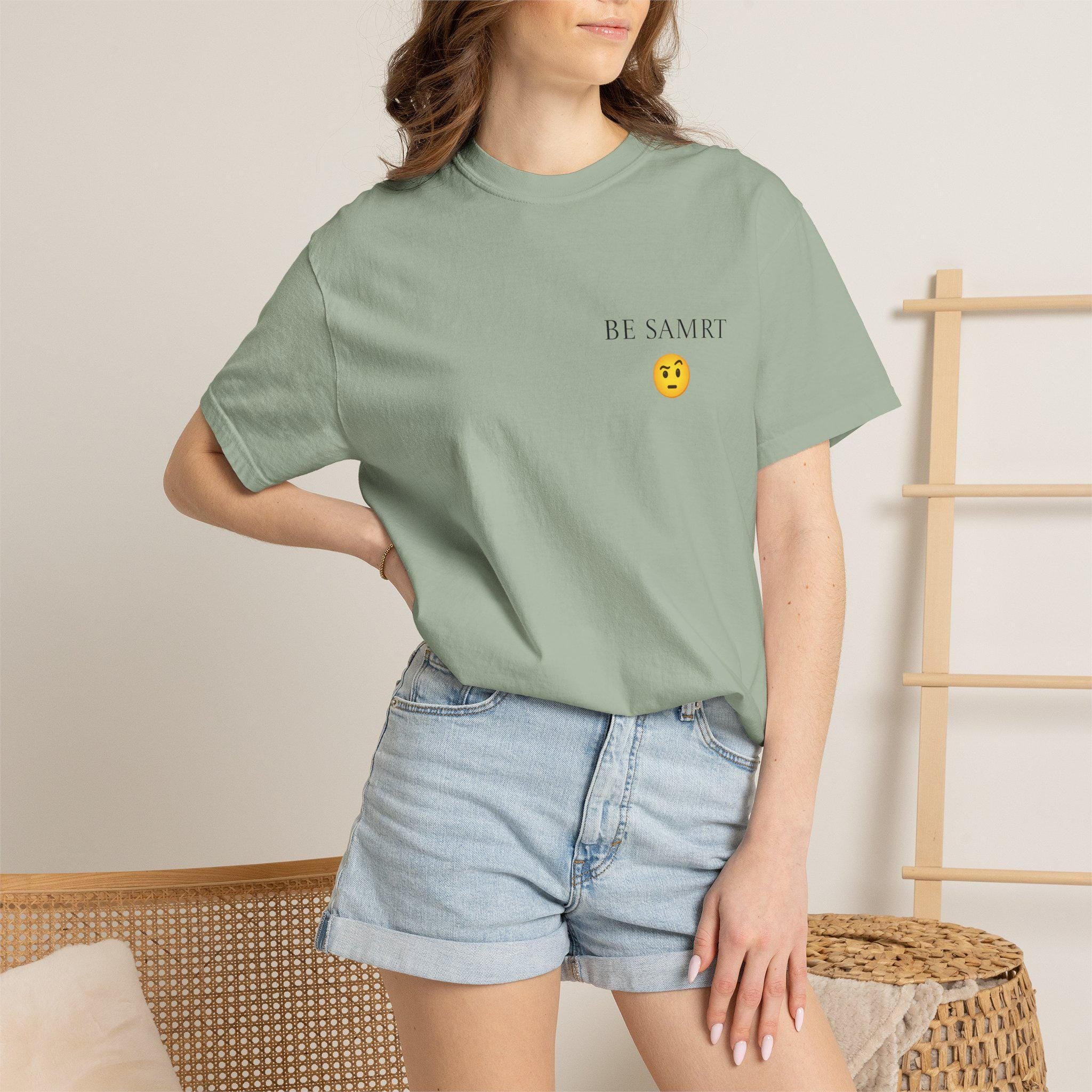 Comfort Colors Garment Dyed T-Shirt, "BE SMRT" Graphic Tee, Unisex Cotton