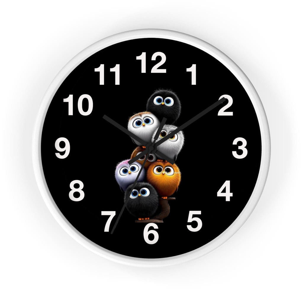 Fluffy Critters Wall Clock, Whimsical Animal Nursery Decor, Silent Mechanism, Wood Frame Option