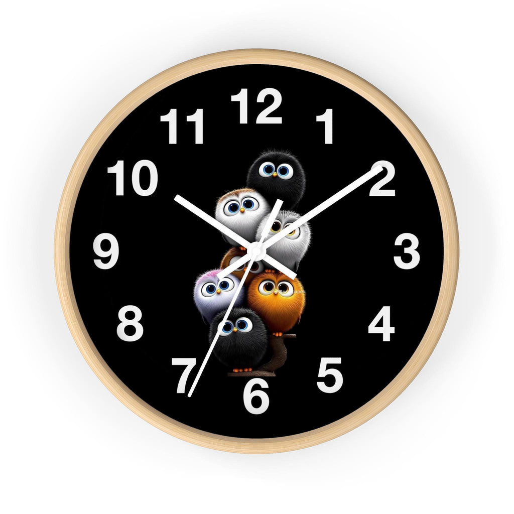 Fluffy Critters Wall Clock, Whimsical Animal Nursery Decor, Silent Mechanism, Wood Frame Option