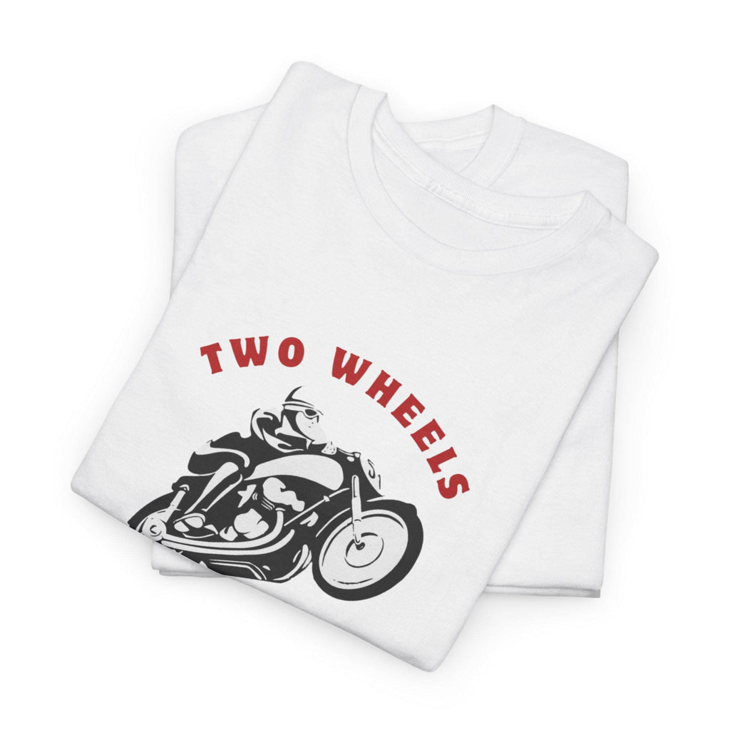 Two Wheels One Love Motorcycle Sketch Tee, Vintage Biker Shirt, Unisex Cotton