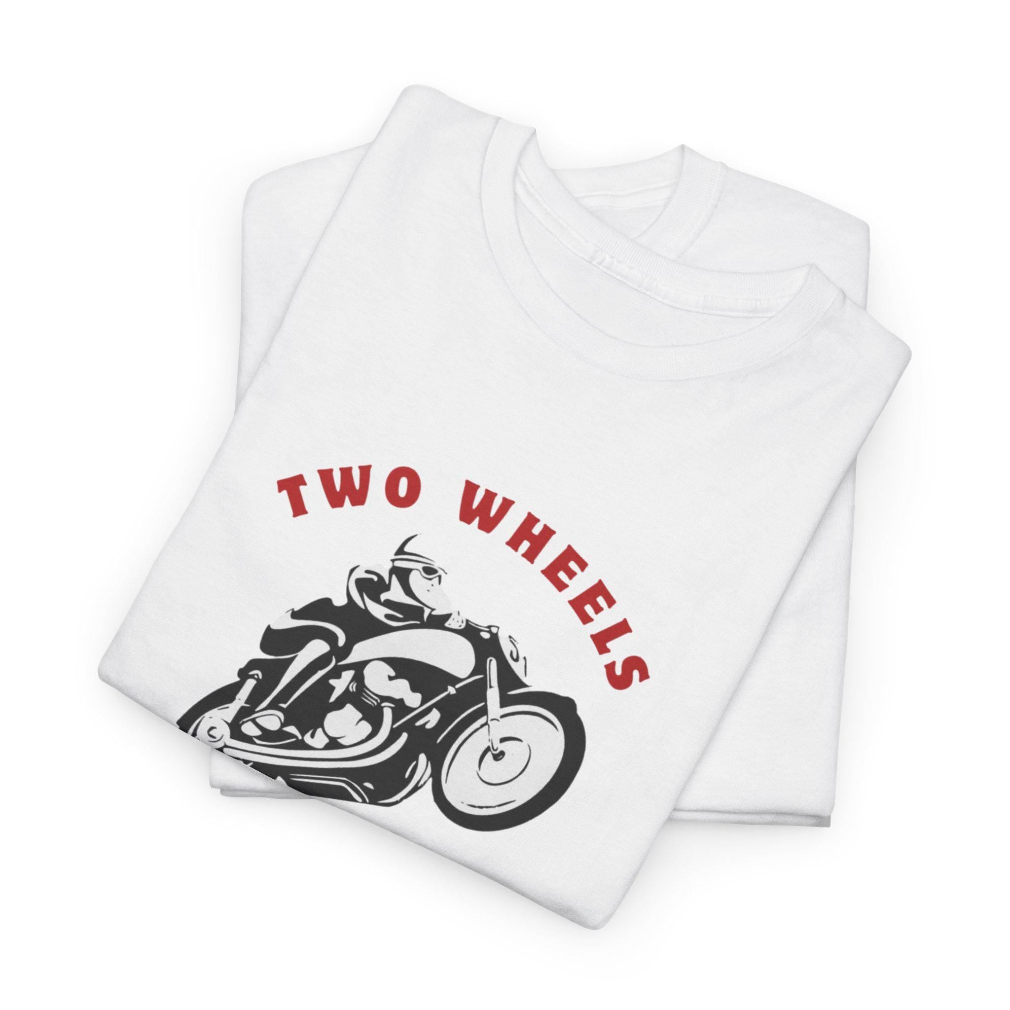 Two Wheels One Love Motorcycle Sketch Tee, Vintage Biker Shirt, Unisex Cotton
