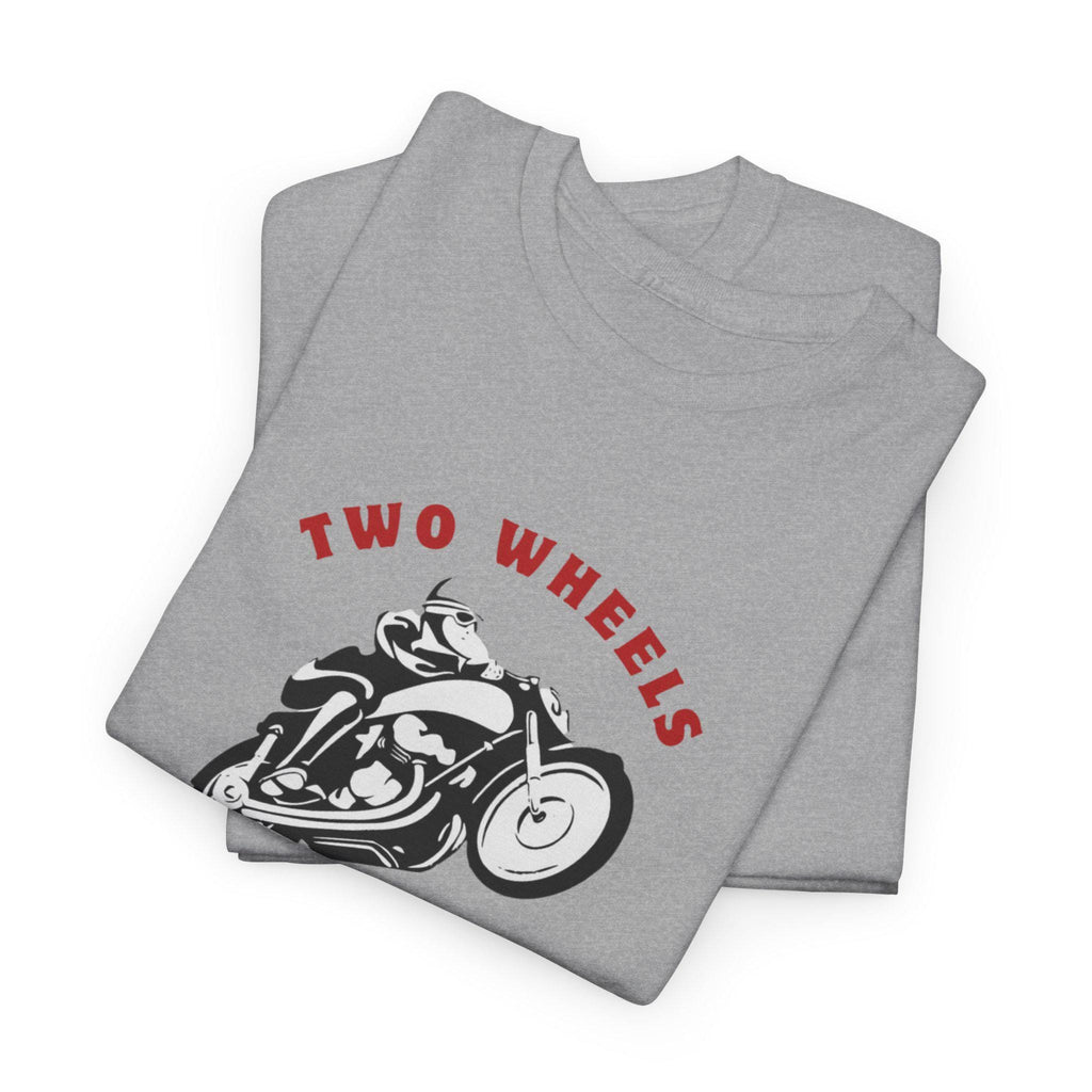 Two Wheels One Love Motorcycle Sketch Tee, Vintage Biker Shirt, Unisex Cotton