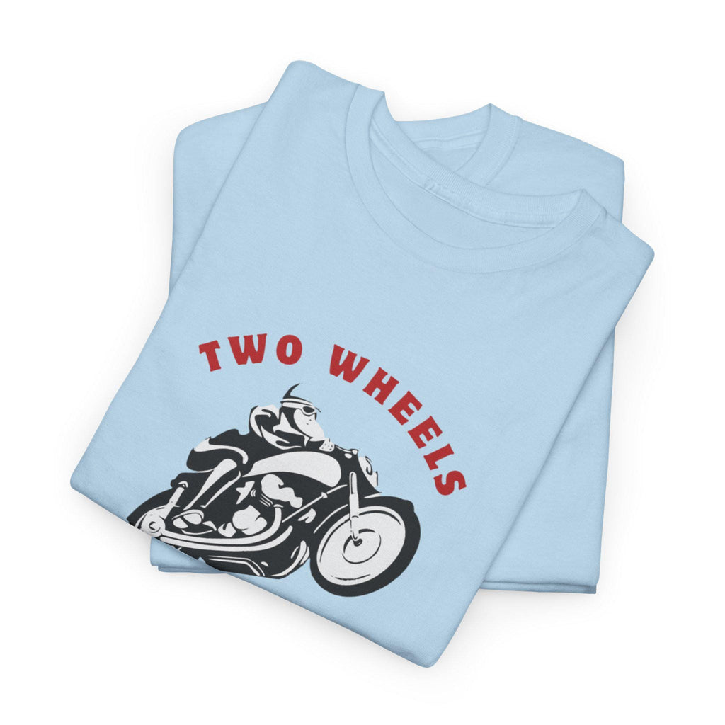 Two Wheels One Love Motorcycle Sketch Tee, Vintage Biker Shirt, Unisex Cotton