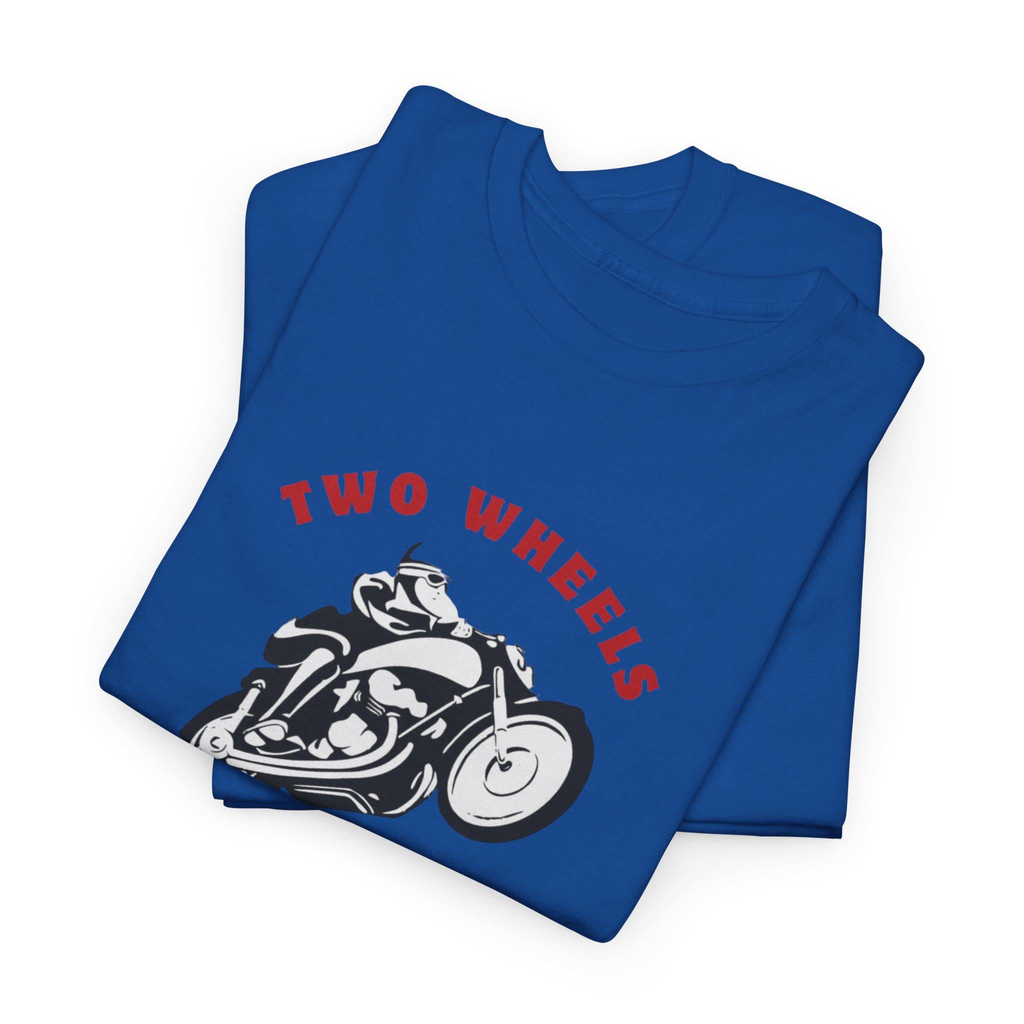 Two Wheels One Love Motorcycle Sketch Tee, Vintage Biker Shirt, Unisex Cotton