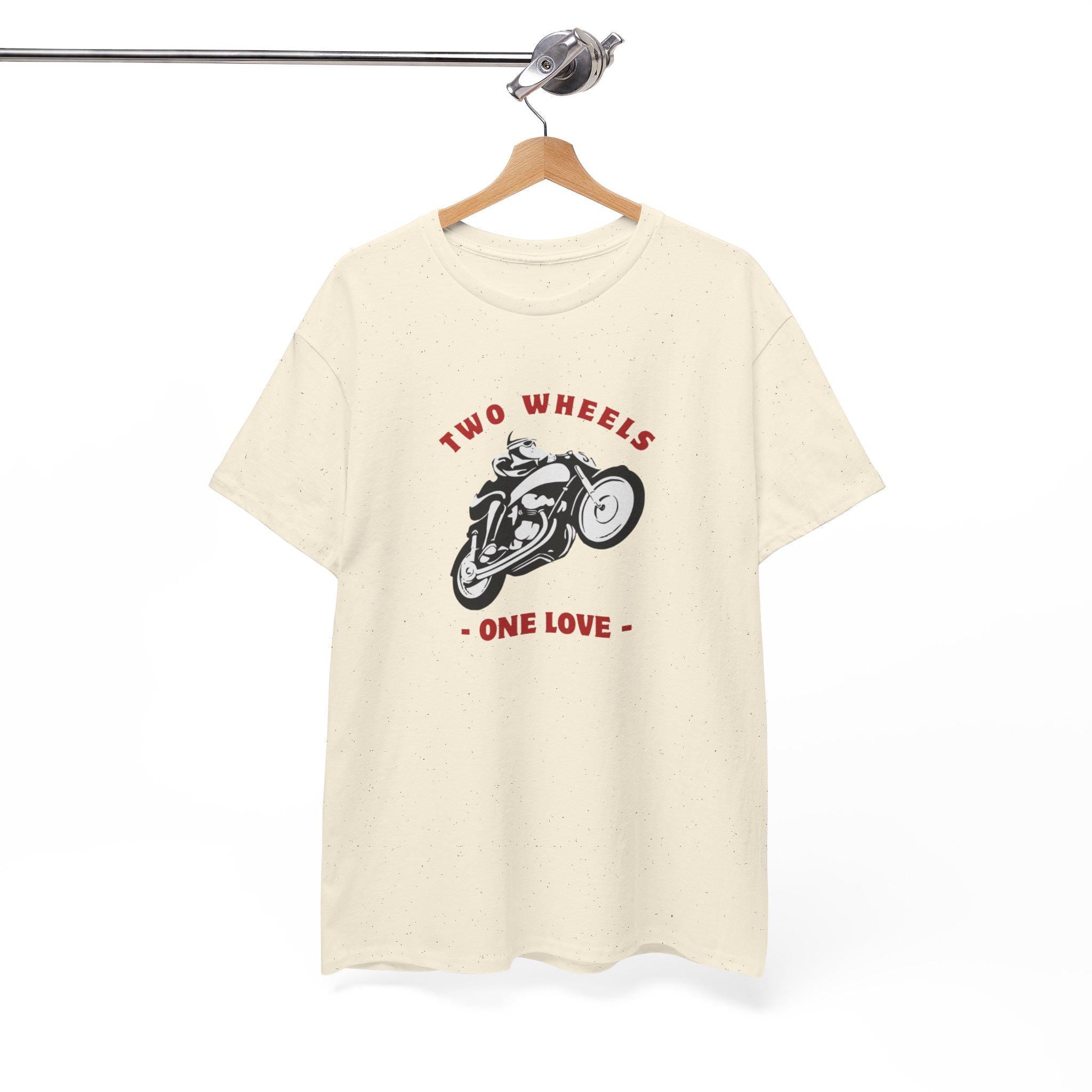 Two Wheels One Love Motorcycle Sketch Tee, Vintage Biker Shirt, Unisex Cotton