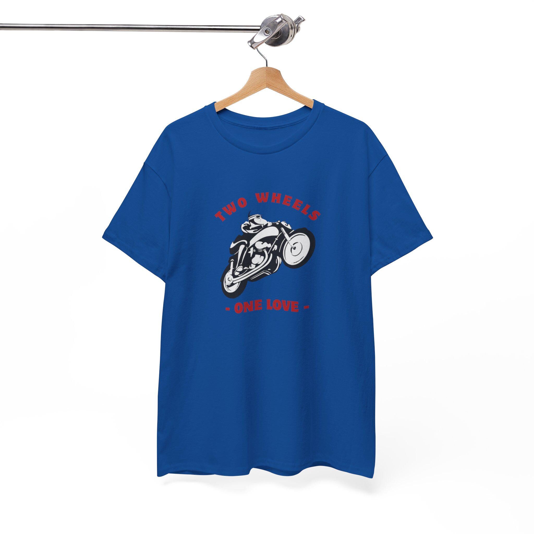 Two Wheels One Love Motorcycle Sketch Tee, Vintage Biker Shirt, Unisex Cotton