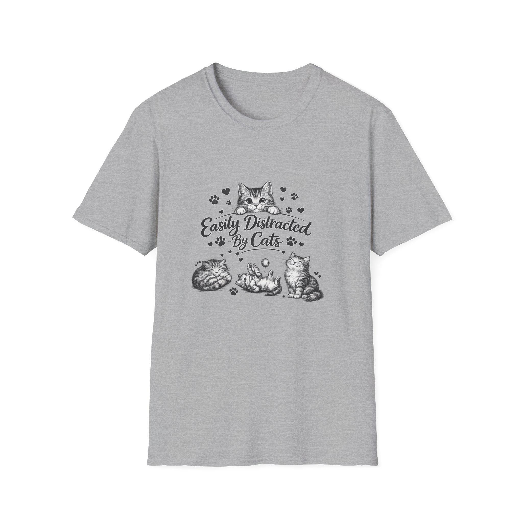 Easily Distracted By Cats SVG PNG, Cute Cat Lover Shirt Design, Funny Kitten Digital Download, Cat Mom Sublimation, Hand Drawn Kitty Clipart