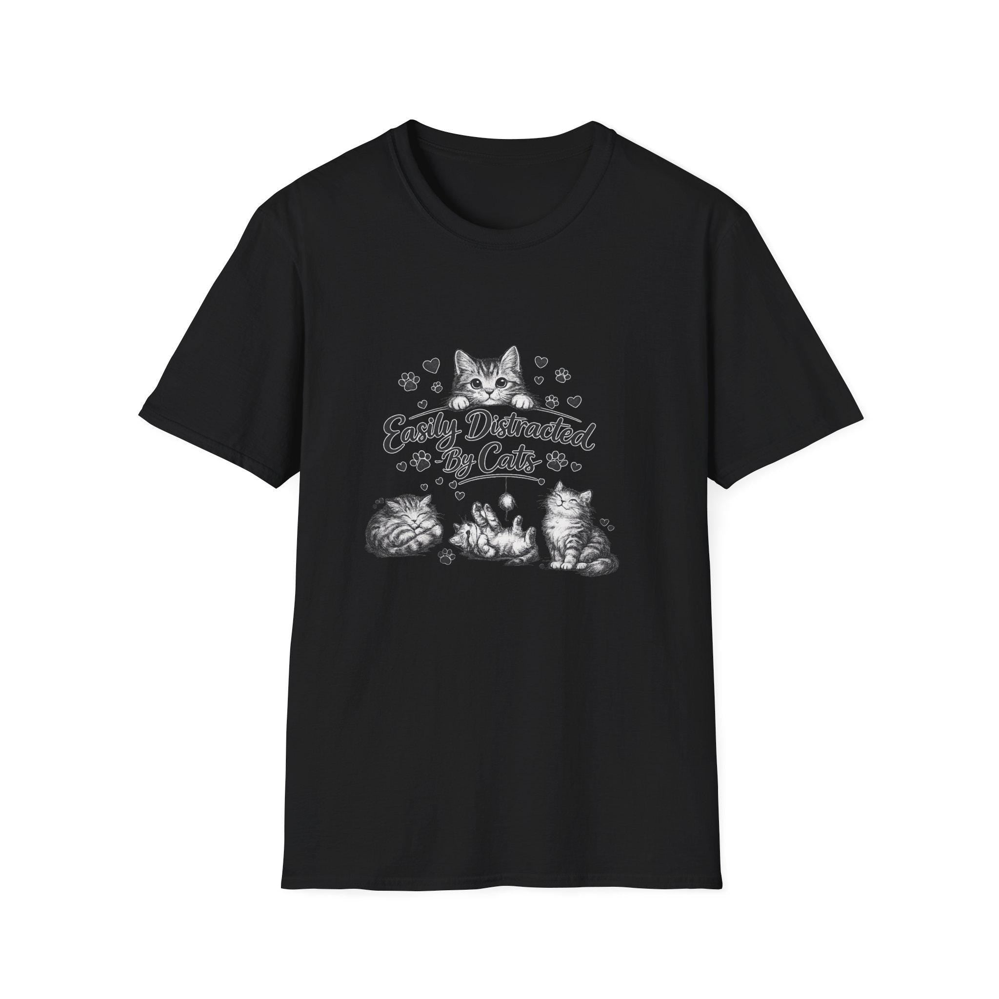 Easily Distracted By Cats SVG PNG, Cute Cat Lover Shirt Design, Funny Kitten Digital Download, Cat Mom Sublimation, Hand Drawn Kitty Clipart