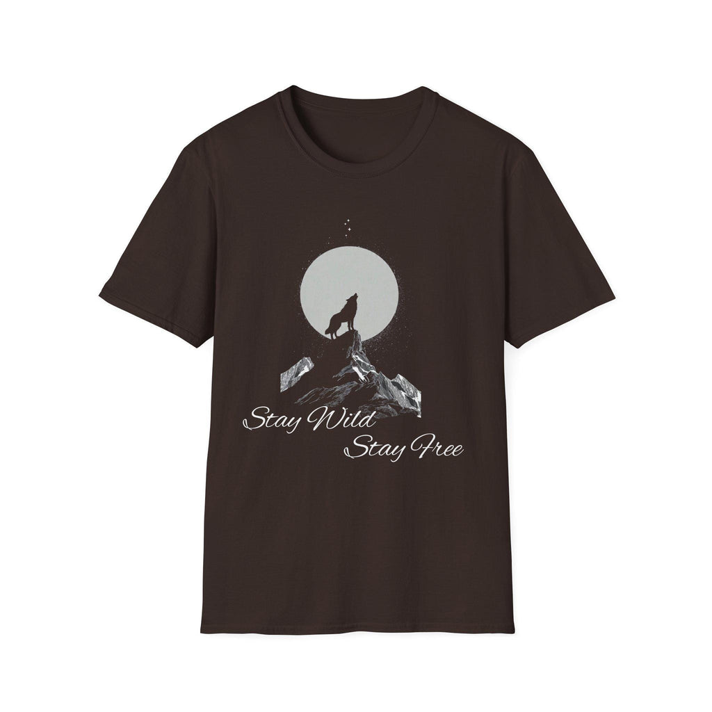 Howling Wolf Moon T-Shirt, Stay Wild Stay Free Shirt, Aesthetic Nature Tee, Wilderness Graphic Tee, Gift for Outdoor Lovers