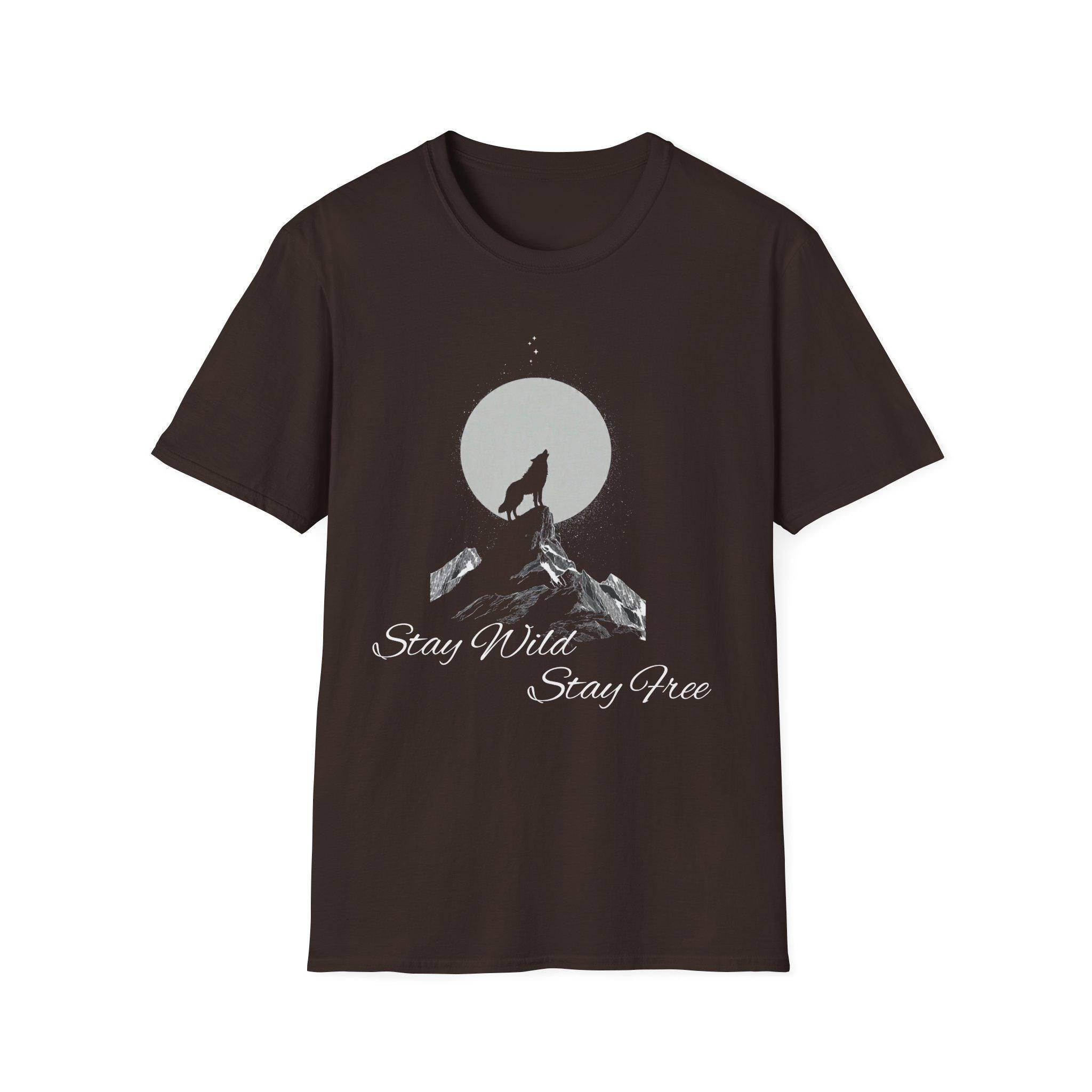 Howling Wolf Moon T-Shirt, Stay Wild Stay Free Shirt, Aesthetic Nature Tee, Wilderness Graphic Tee, Gift for Outdoor Lovers