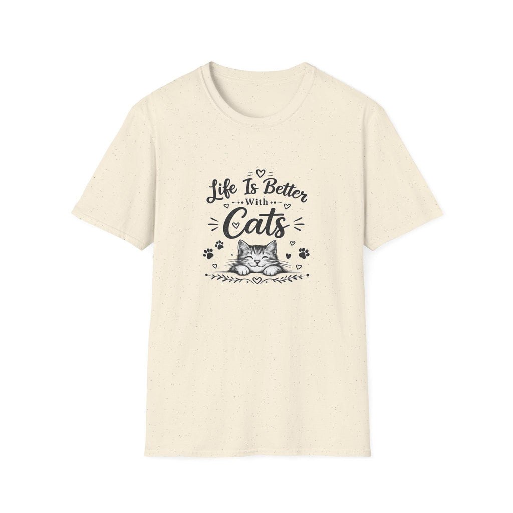 Life Is Better With Cats T-Shirt, Cute Cat Lover Shirt, Funny Cat Mom Tee, Cat Dad Gift, Unisex Softstyle Kitten Graphic Tee, Pet Lover Gift