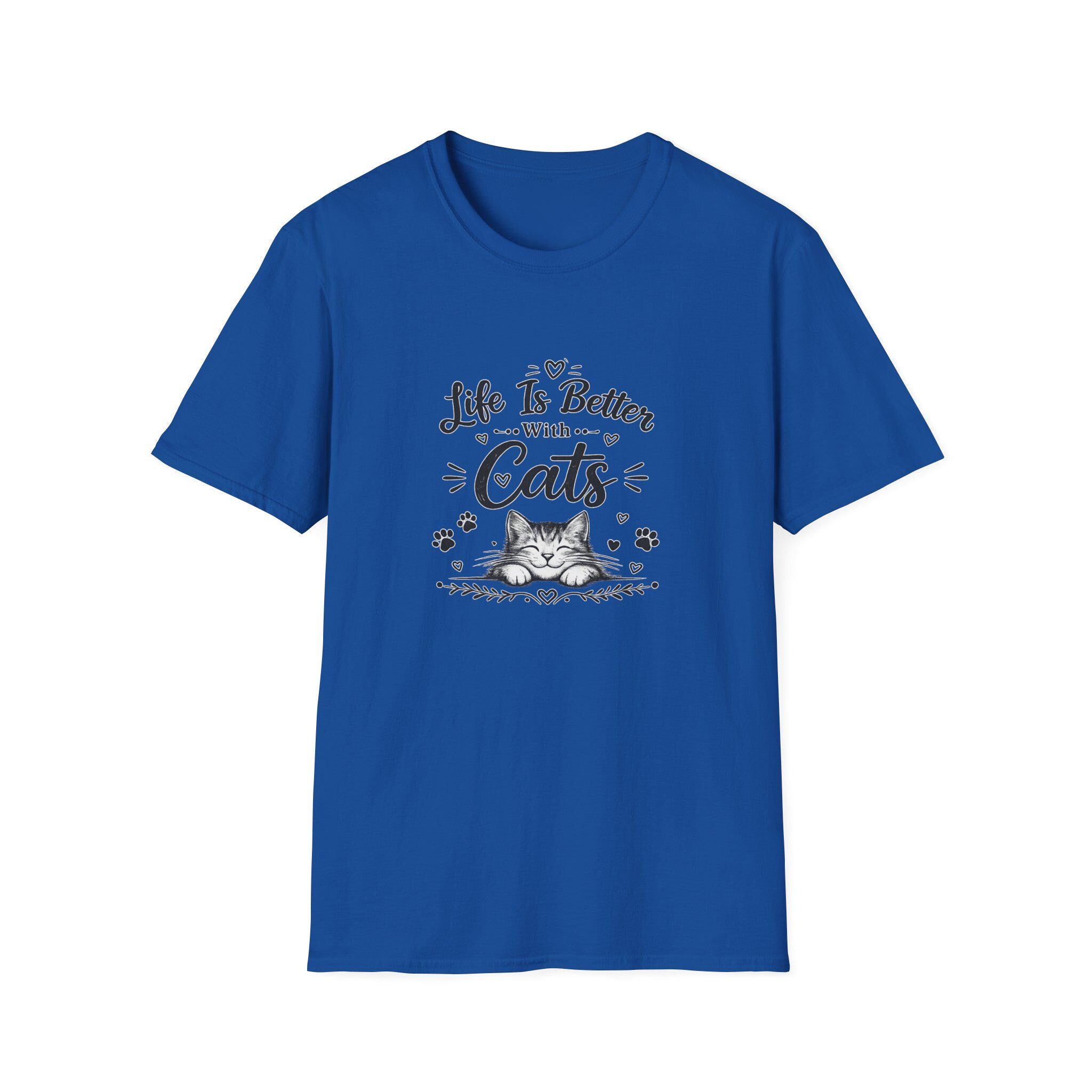 Life Is Better With Cats T-Shirt, Cute Cat Lover Shirt, Funny Cat Mom Tee, Cat Dad Gift, Unisex Softstyle Kitten Graphic Tee, Pet Lover Gift