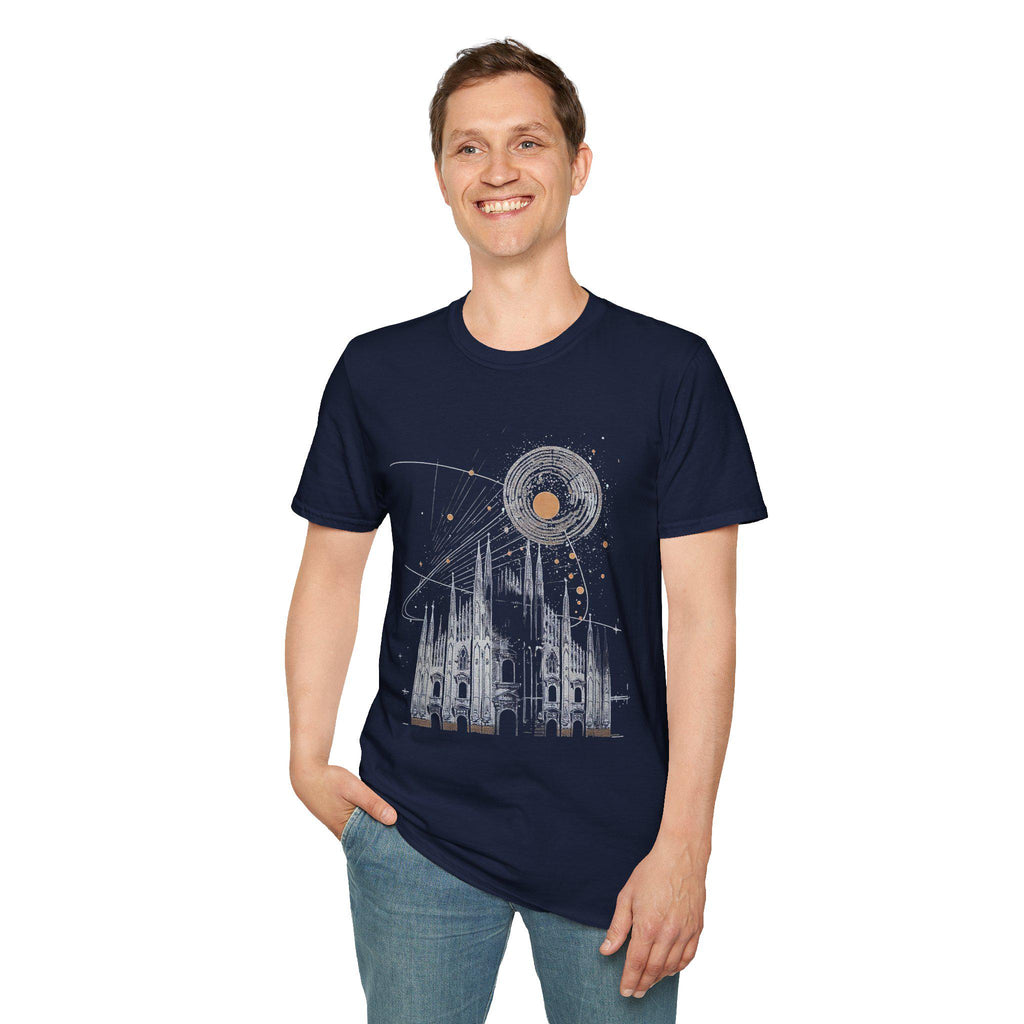 Milan Cathedral Celestial Graphic T-Shirt, Gothic Architecture Tee Italian Aesthetic Shirt, Unisex Travel Gift, Duomo di Milano Inspired Tee
