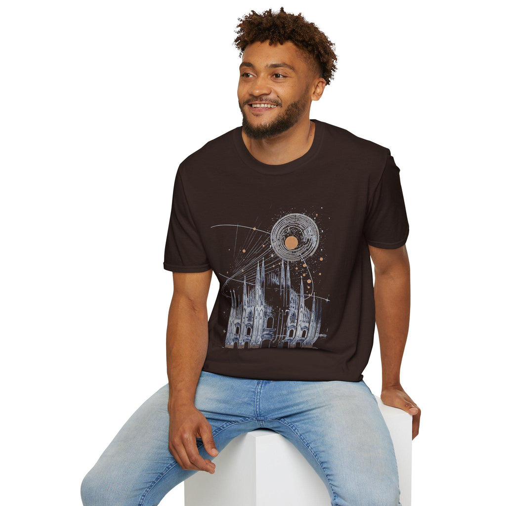 Milan Cathedral Celestial Graphic T-Shirt, Gothic Architecture Tee Italian Aesthetic Shirt, Unisex Travel Gift, Duomo di Milano Inspired Tee