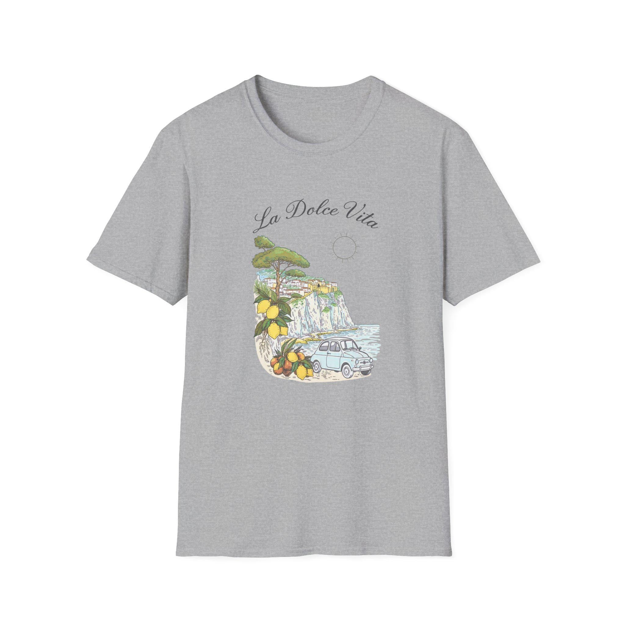 La Dolce Vita T-Shirt | Italian Summer Fiat 500 Lemon Coast Tee | Amalfi Positano Village Shirt | Mediterranean Travel Gift