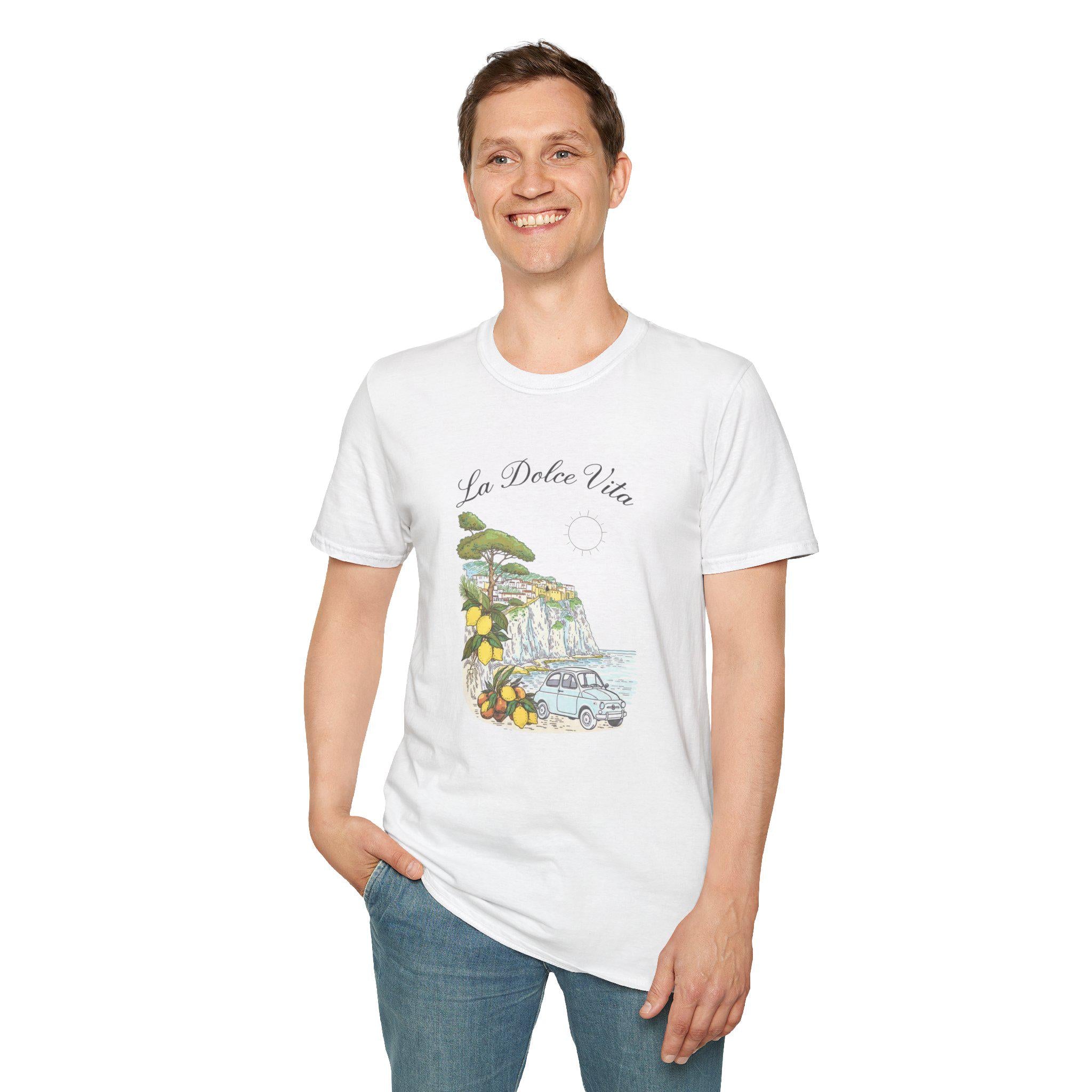 La Dolce Vita T-Shirt | Italian Summer Fiat 500 Lemon Coast Tee | Amalfi Positano Village Shirt | Mediterranean Travel Gift