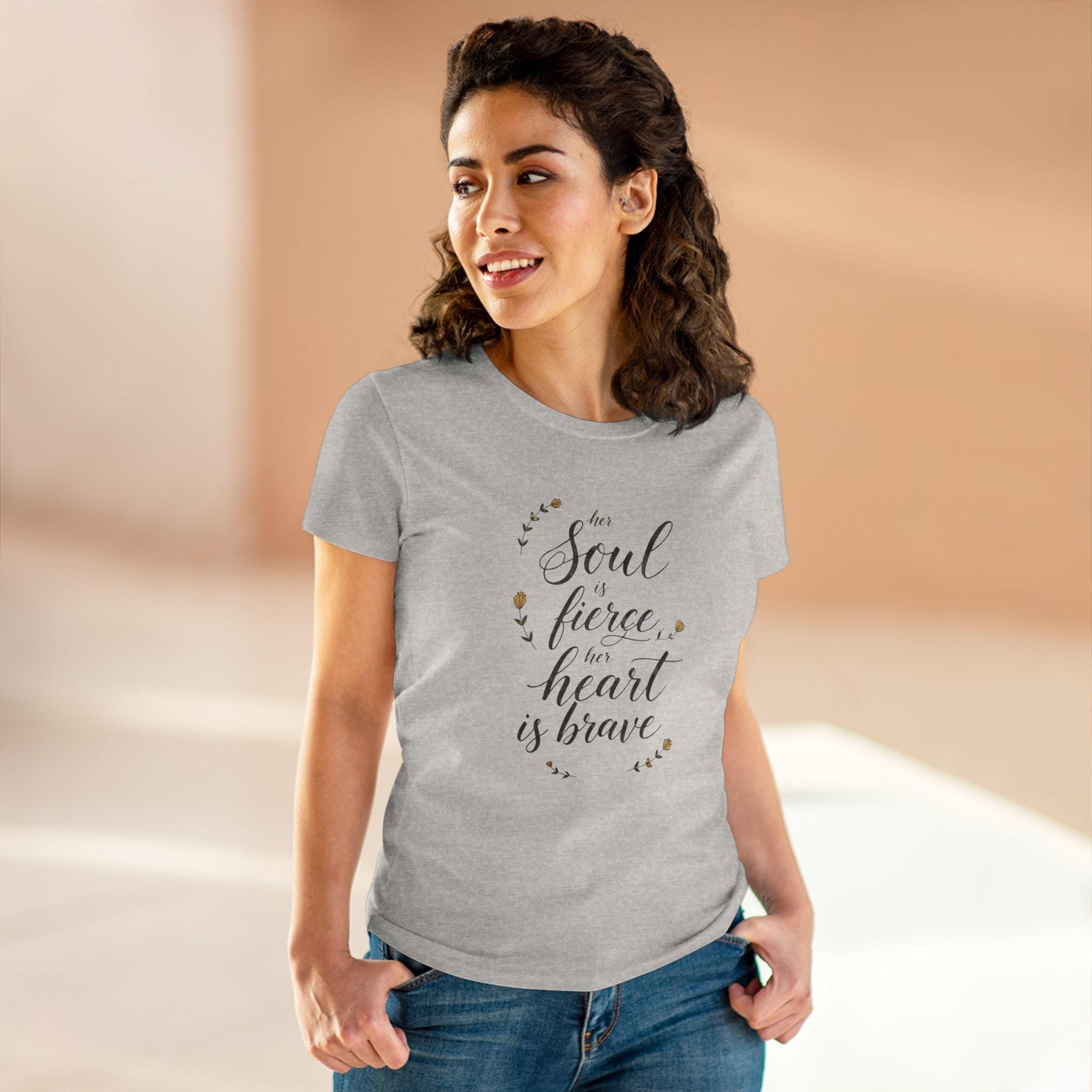 Her Soul is Fierce Her Heart is Brave T-Shirt | Mother's Day Gift | Inspirational Women's Tee