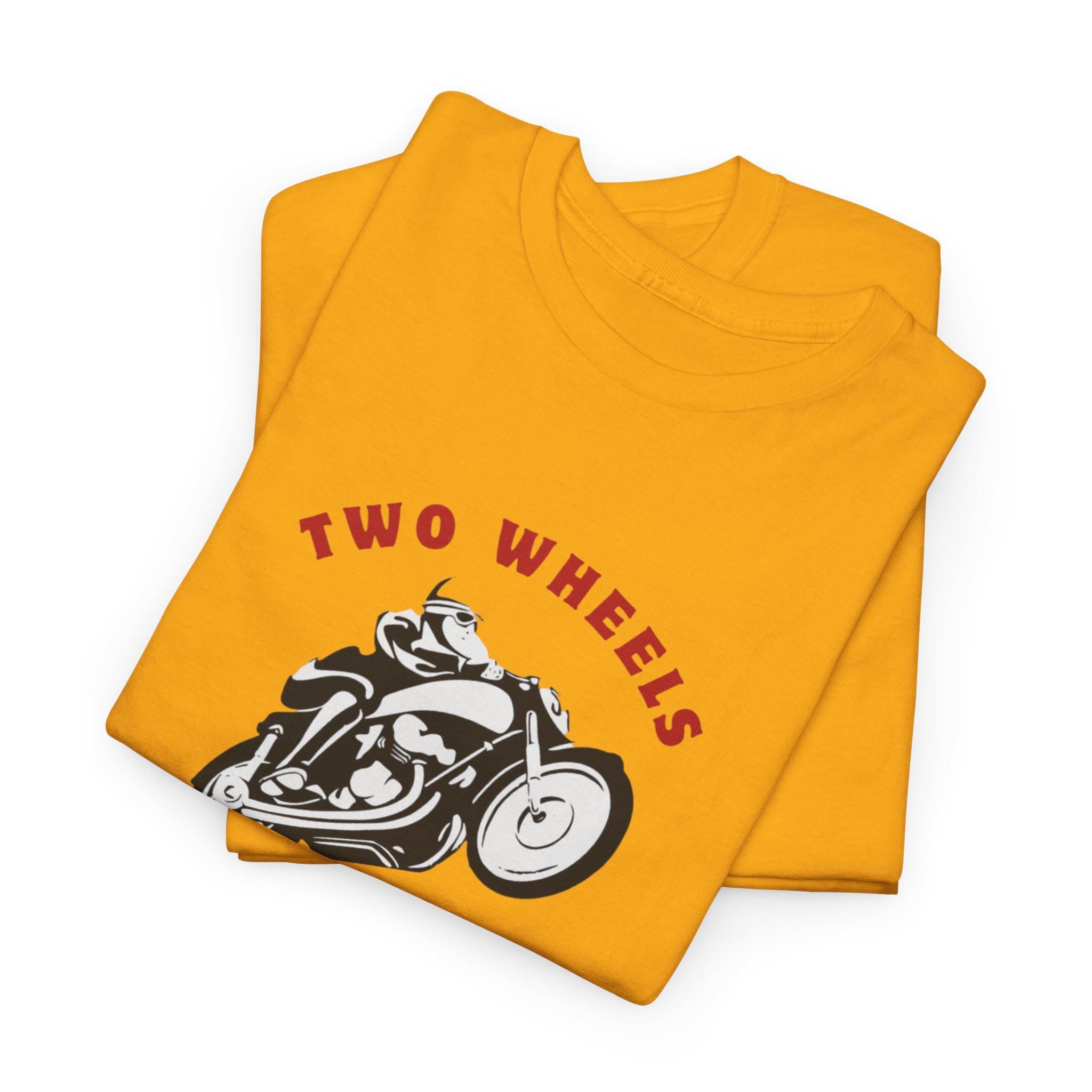 Two Wheels One Love Motorcycle Sketch Tee, Vintage Biker Shirt, Unisex Cotton