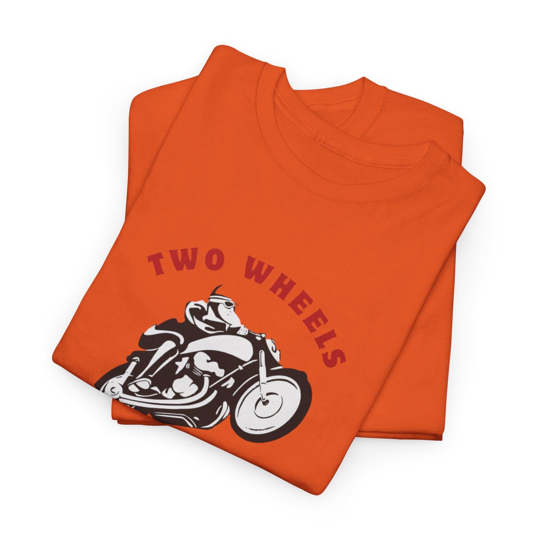 Two Wheels One Love Motorcycle Sketch Tee, Vintage Biker Shirt, Unisex Cotton