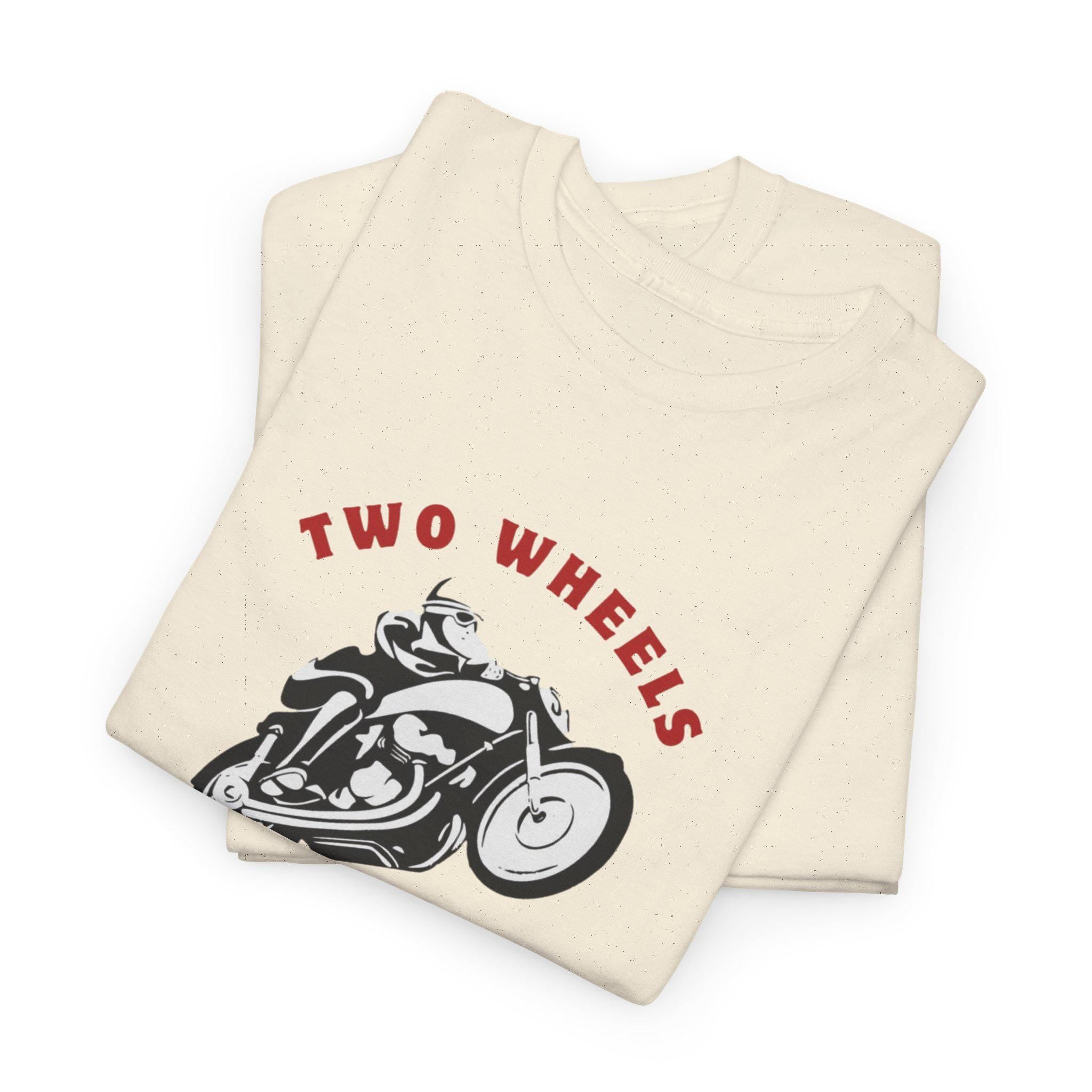 Two Wheels One Love Motorcycle Sketch Tee, Vintage Biker Shirt, Unisex Cotton