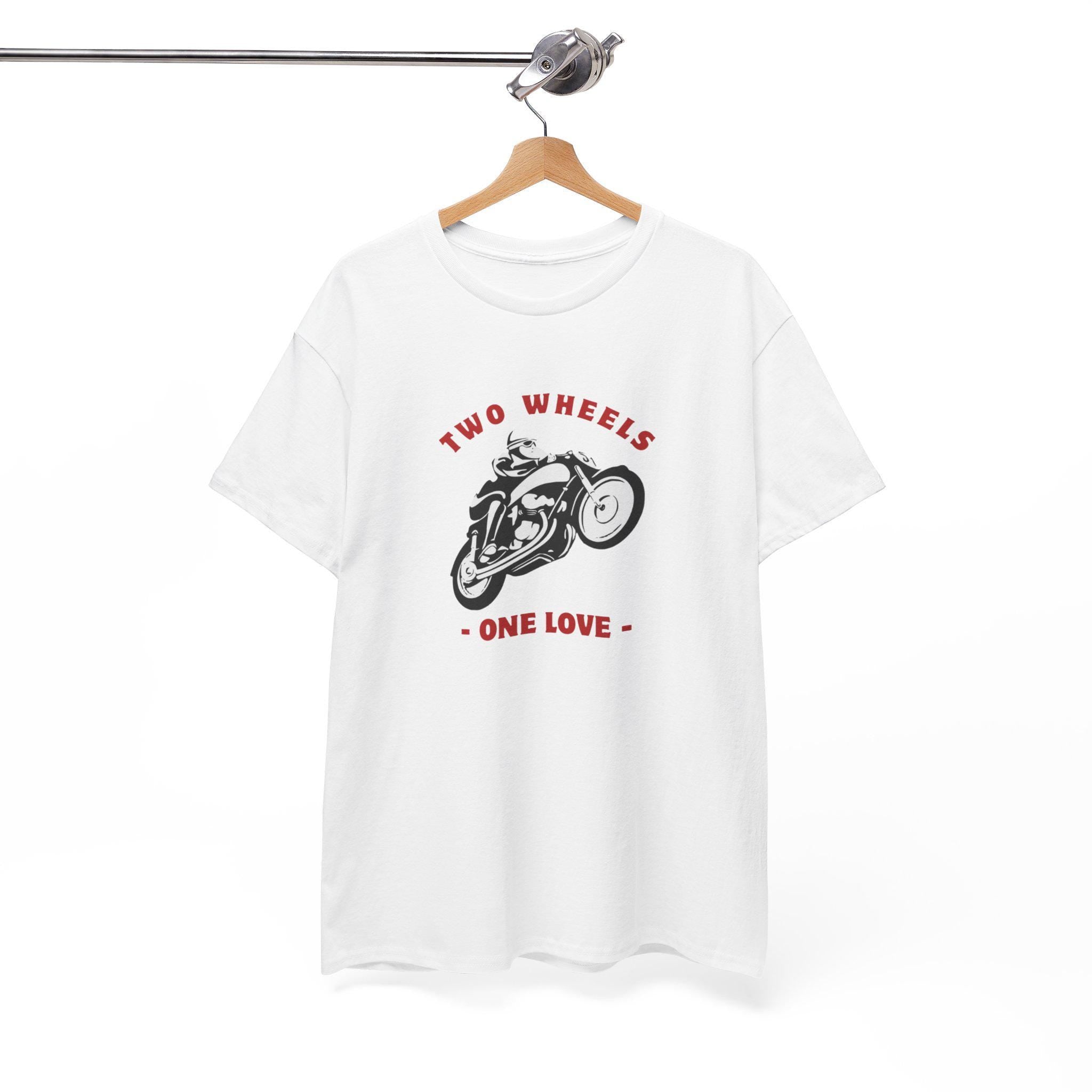 Two Wheels One Love Motorcycle Sketch Tee, Vintage Biker Shirt, Unisex Cotton