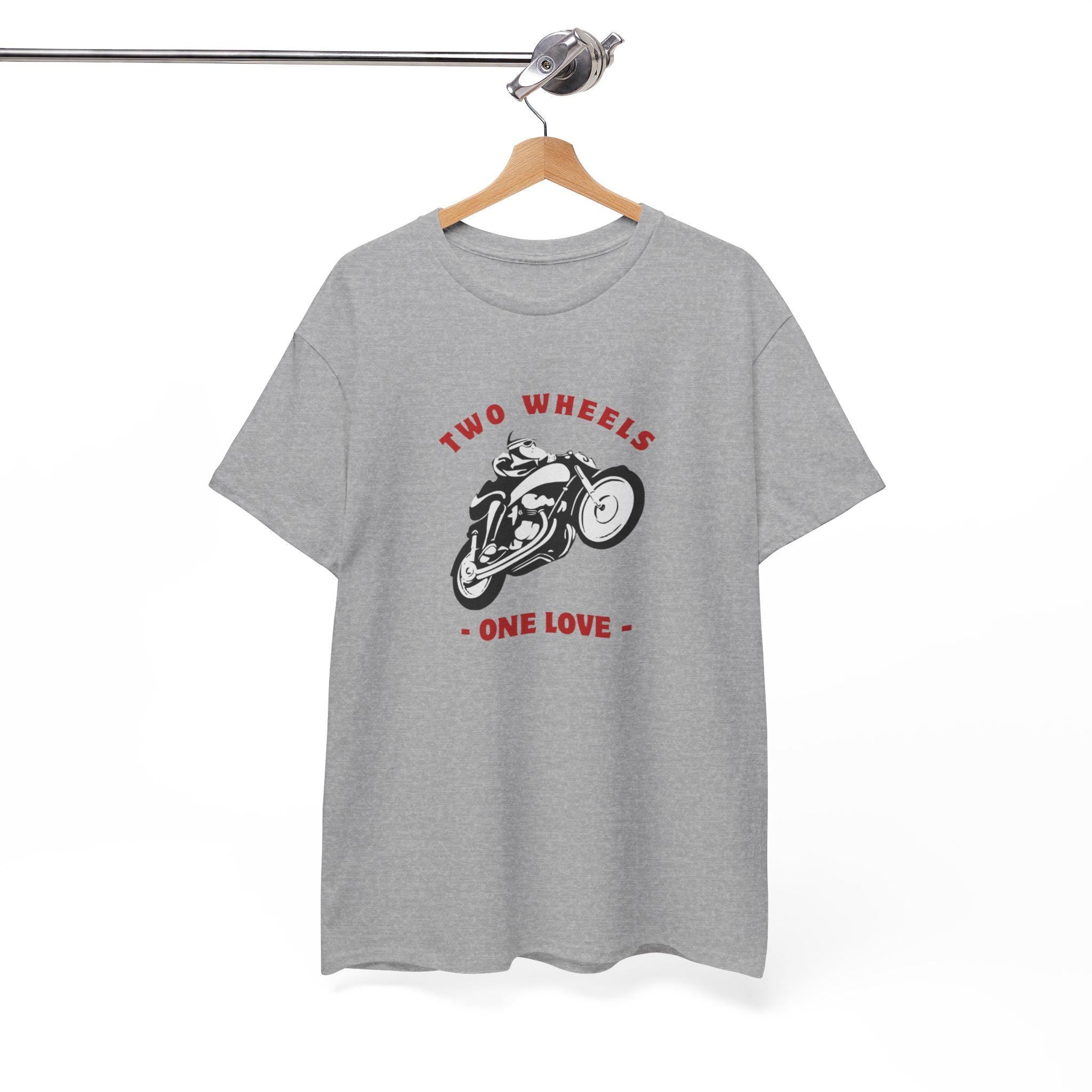 Two Wheels One Love Motorcycle Sketch Tee, Vintage Biker Shirt, Unisex Cotton