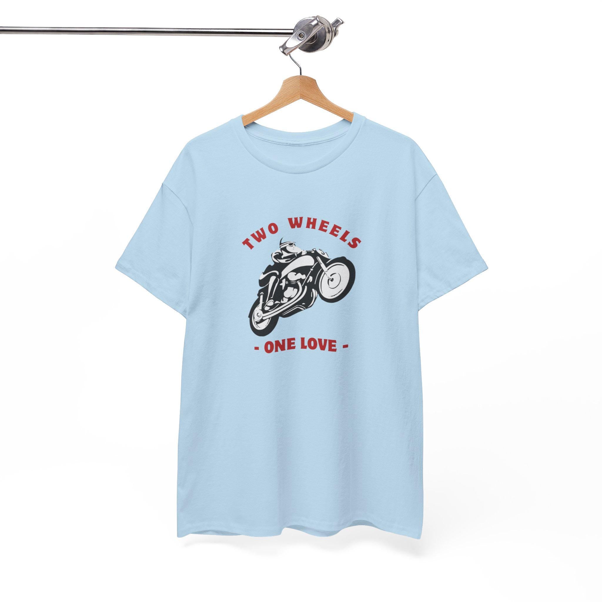 Two Wheels One Love Motorcycle Sketch Tee, Vintage Biker Shirt, Unisex Cotton