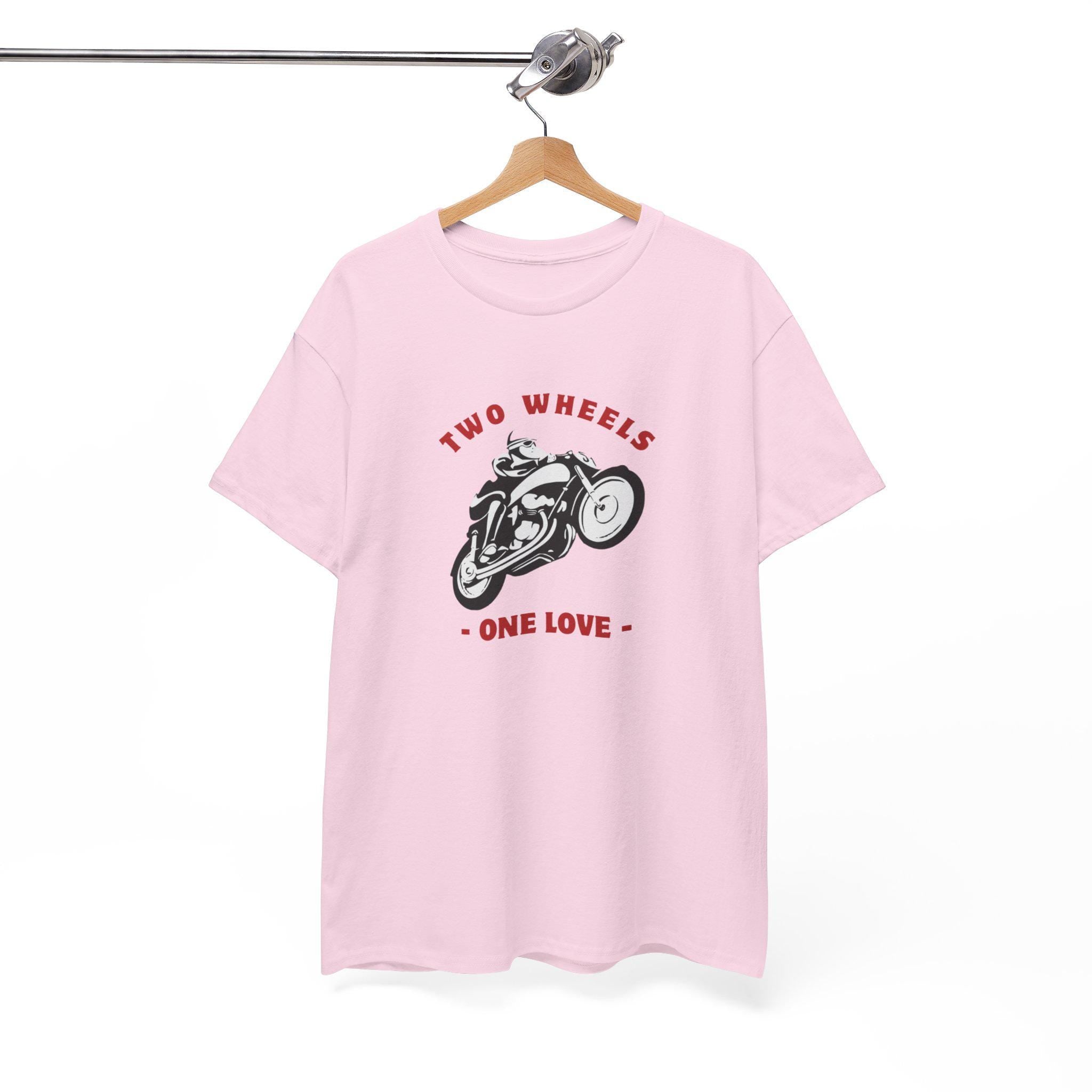 Two Wheels One Love Motorcycle Sketch Tee, Vintage Biker Shirt, Unisex Cotton