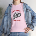 Two Wheels One Love Motorcycle Sketch Tee, Vintage Biker Shirt, Unisex Cotton