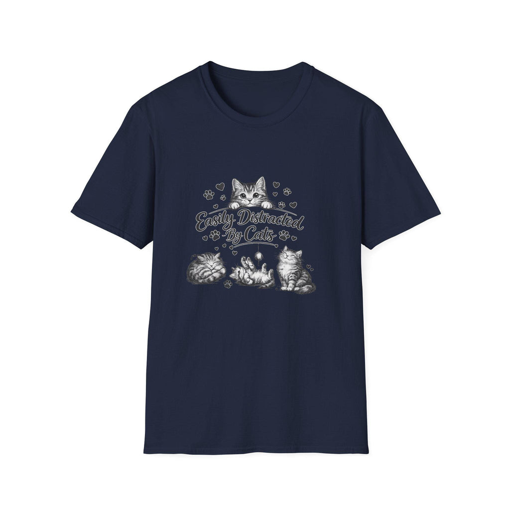Easily Distracted By Cats SVG PNG, Cute Cat Lover Shirt Design, Funny Kitten Digital Download, Cat Mom Sublimation, Hand Drawn Kitty Clipart
