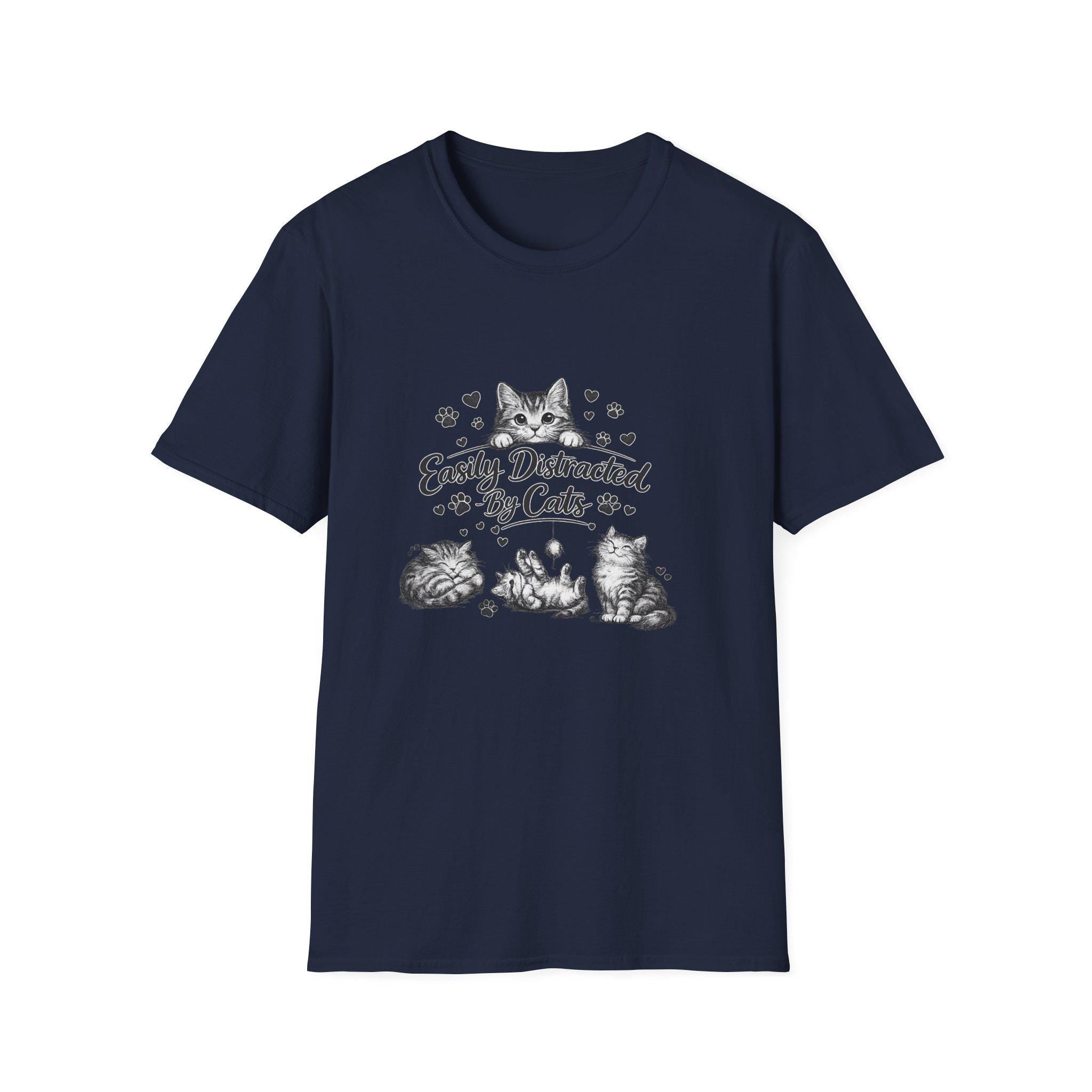 Easily Distracted By Cats SVG PNG, Cute Cat Lover Shirt Design, Funny Kitten Digital Download, Cat Mom Sublimation, Hand Drawn Kitty Clipart